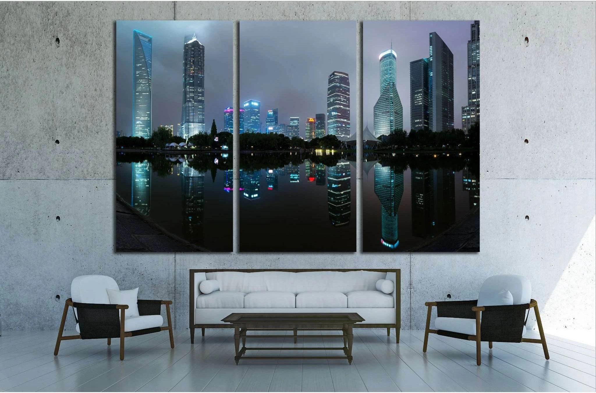 Shanghai skyscraper buildings, China №1570 Ready to Hang Canvas Print - Zellart Canvas Prints ALL_Products, s-1570