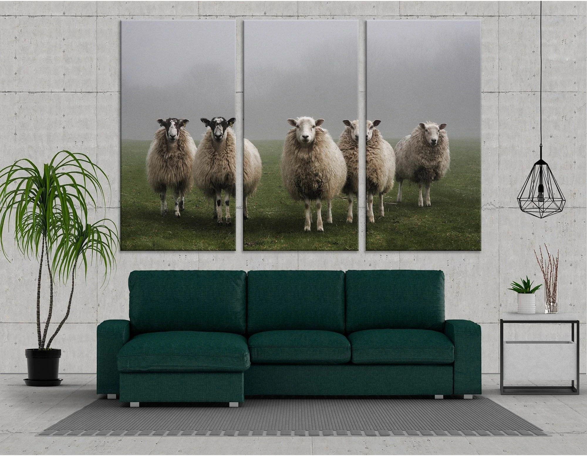 Sheeps In A Field On A Misty Morning In Dorset. №04248 Ready to Hang Canvas Print - Zellart Canvas Prints ALL_Products