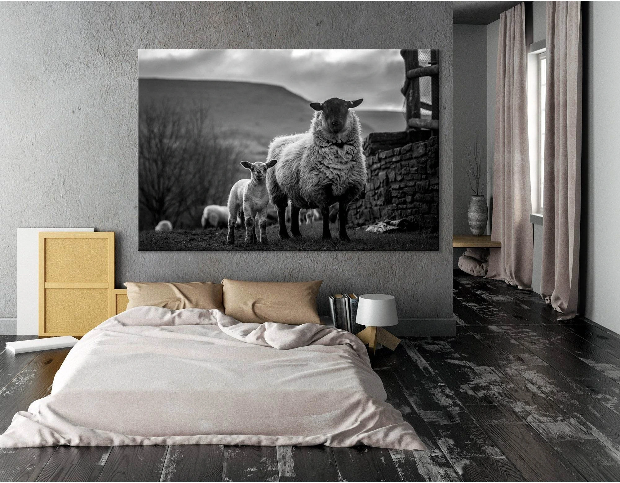 Sheeps In The Herefordshire Countryside №04230 Ready to Hang Canvas Print - Zellart Canvas Prints ALL_Products