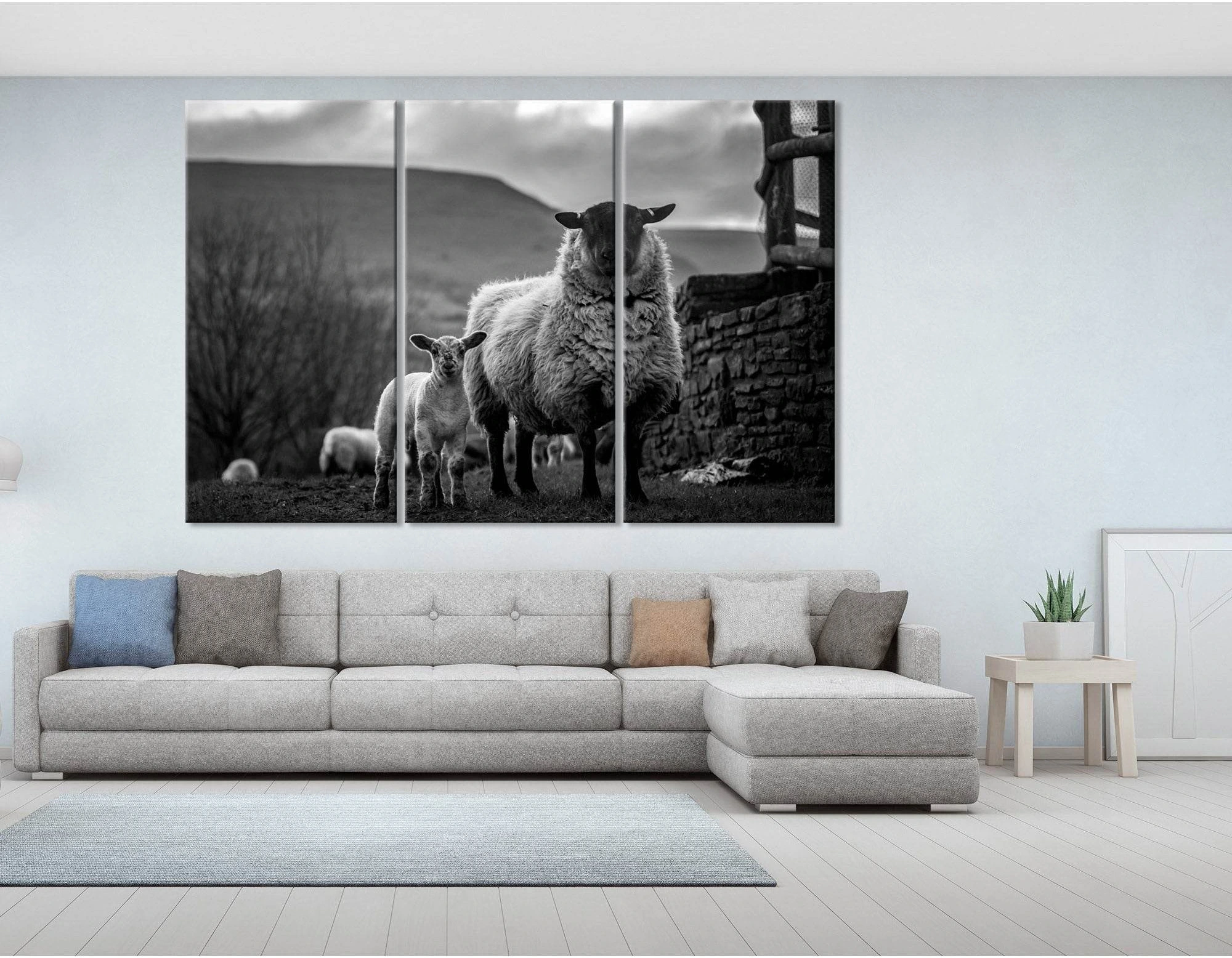 Sheeps In The Herefordshire Countryside №04230 Ready to Hang Canvas Print - Zellart Canvas Prints ALL_Products