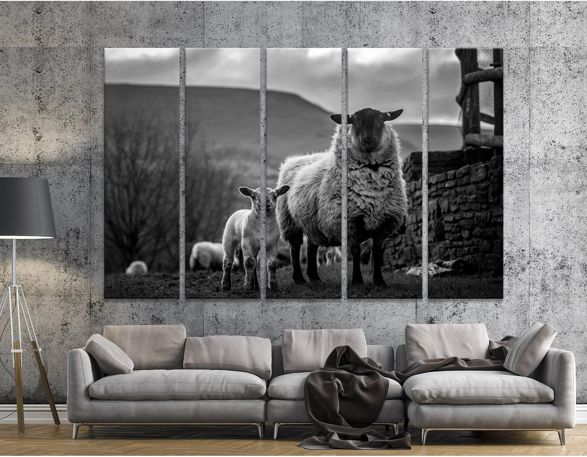 Sheeps In The Herefordshire Countryside №04230 Ready to Hang Canvas Print - Zellart Canvas Prints ALL_Products