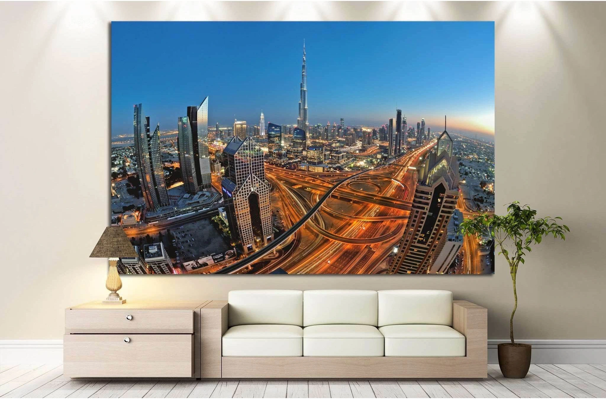 Sheikh Zayed Road, Dubai, UAE №1134 Ready to Hang Canvas Print - Zellart Canvas Prints ALL_Products, s-1134
