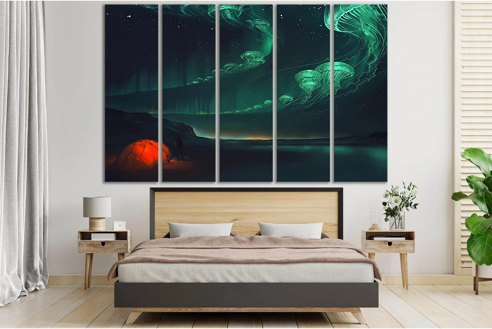 Shining Jellyfish In The Sky №SL1277 Ready to Hang Canvas Print - Zellart Canvas Prints 0new, ALL_Products, Fantasy And Sci Fi Wall Art