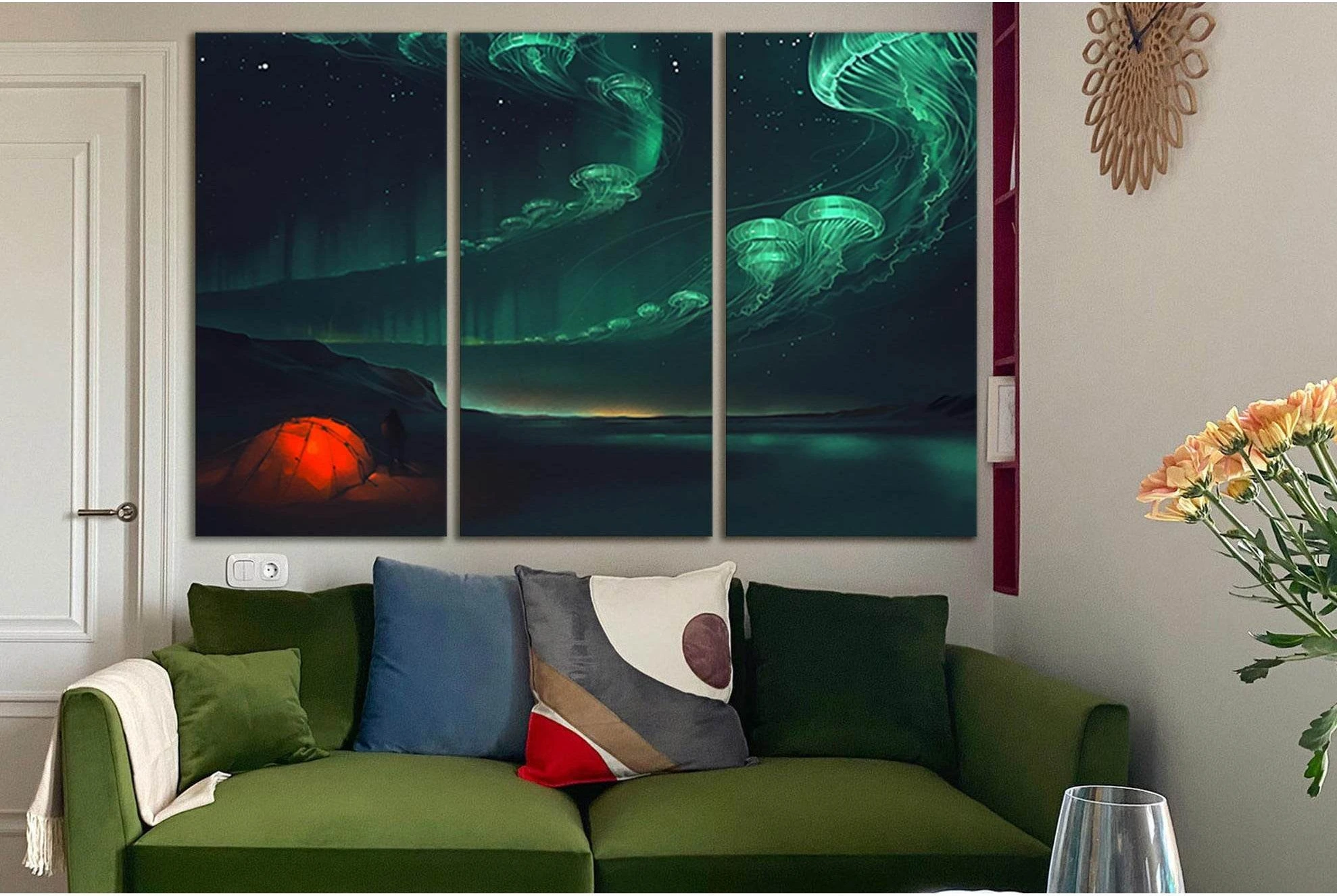 Shining Jellyfish In The Sky №SL1277 Ready to Hang Canvas Print - Zellart Canvas Prints 0new, ALL_Products, Fantasy And Sci Fi Wall Art
