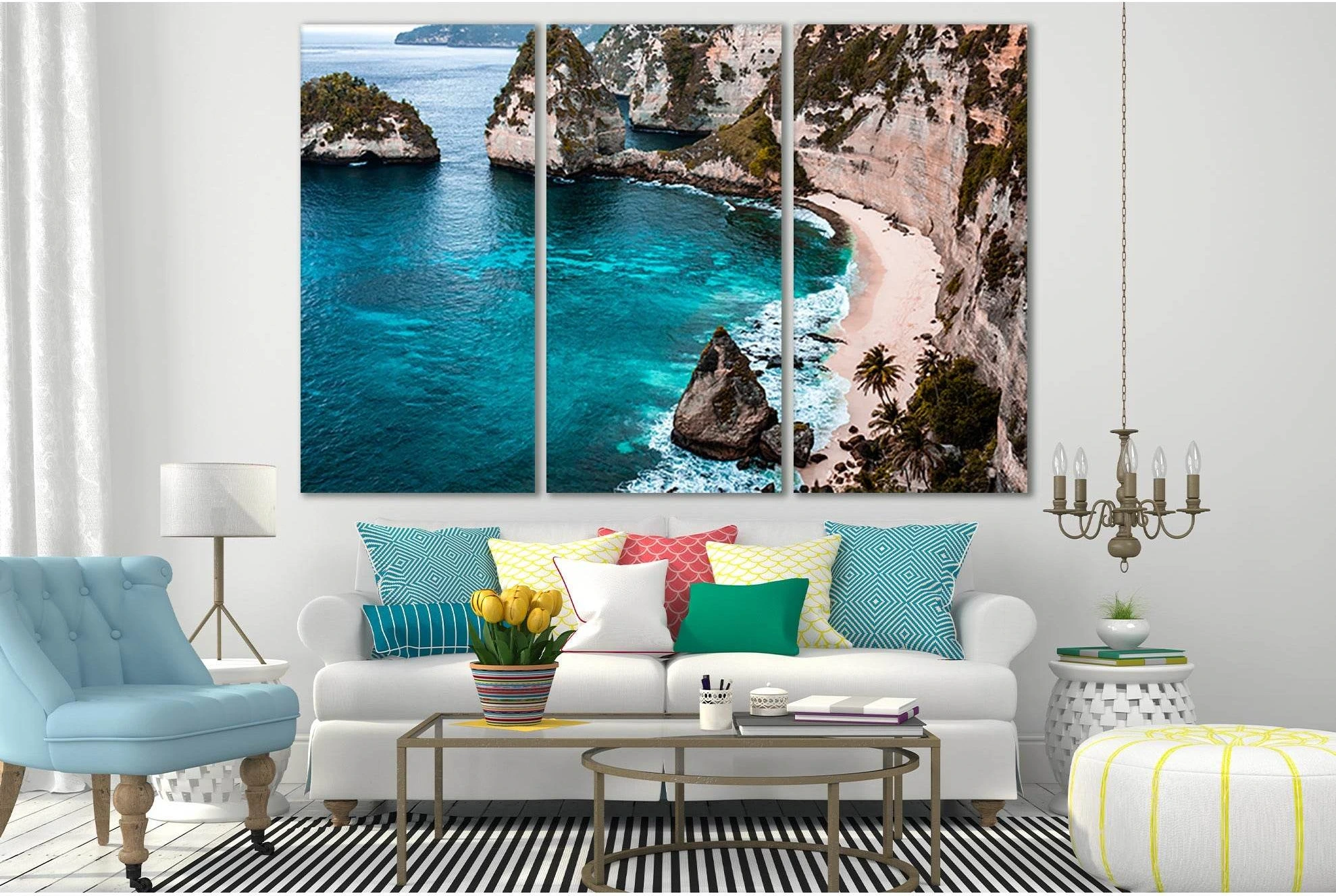 Shore Ocean Turquoise Waters №SL193 Ready to Hang Canvas Print - Zellart Canvas Prints 0new, ALL_Products, Beach Ocean & Waves