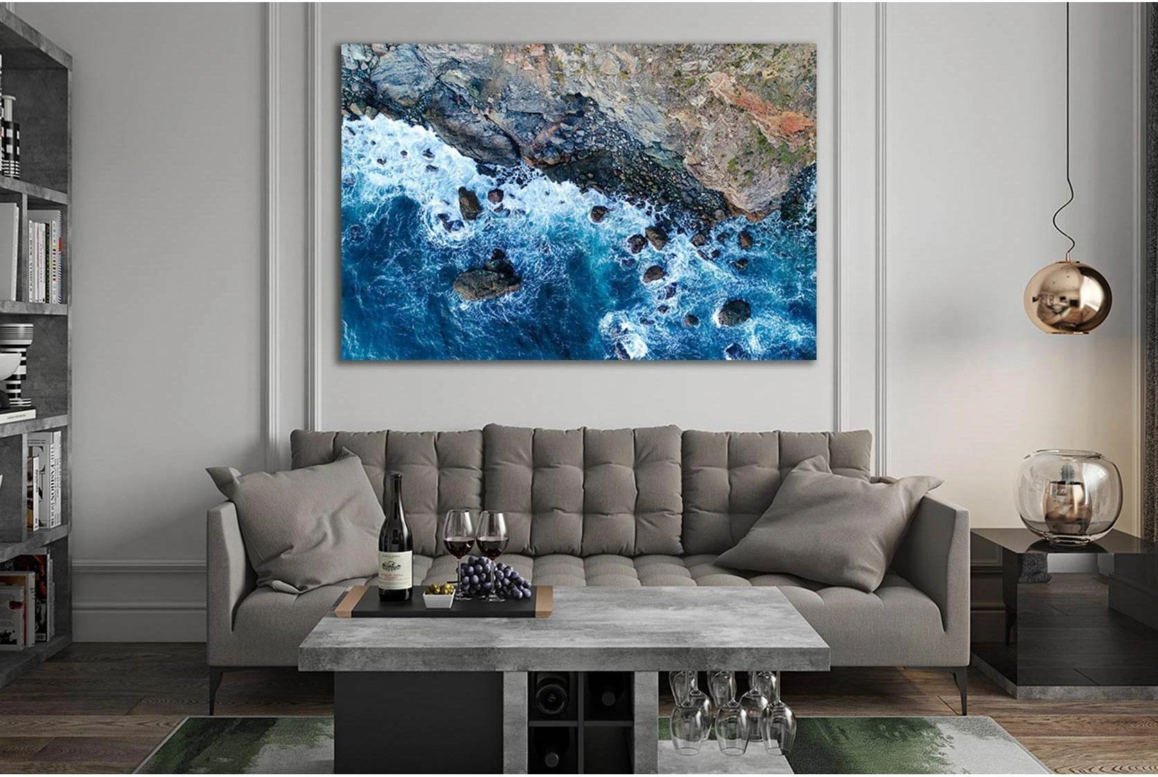Shore Top View №SL134 Ready to Hang Canvas Print - Zellart Canvas Prints 0new, ALL_Products, Beach Ocean & Waves