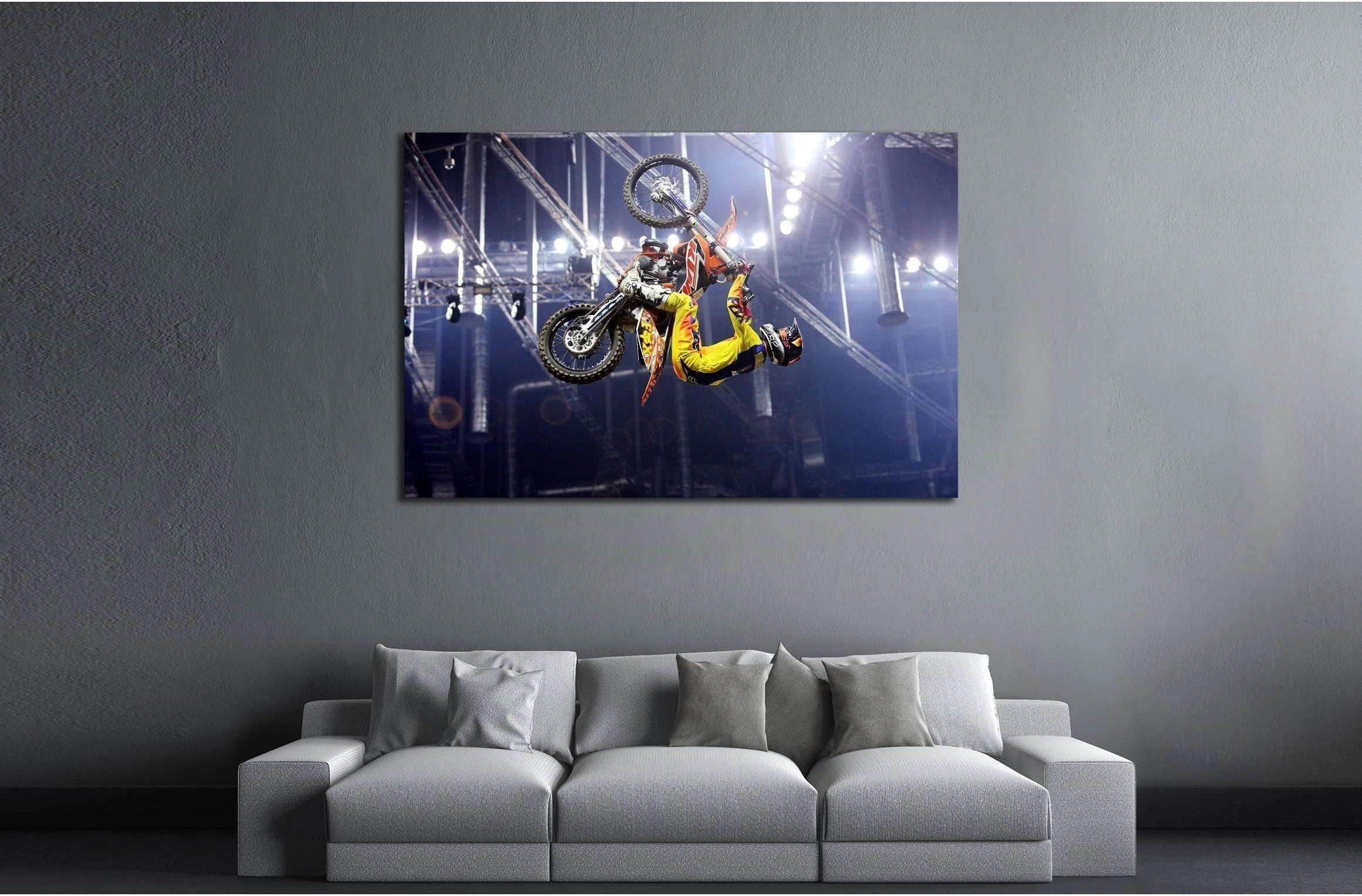Show announcing world championship in FMX - Diverse Jump of the Night in Cracow №2481 Ready to Hang Canvas Print - Zellart Canvas Prints ALL_Products, s-2481