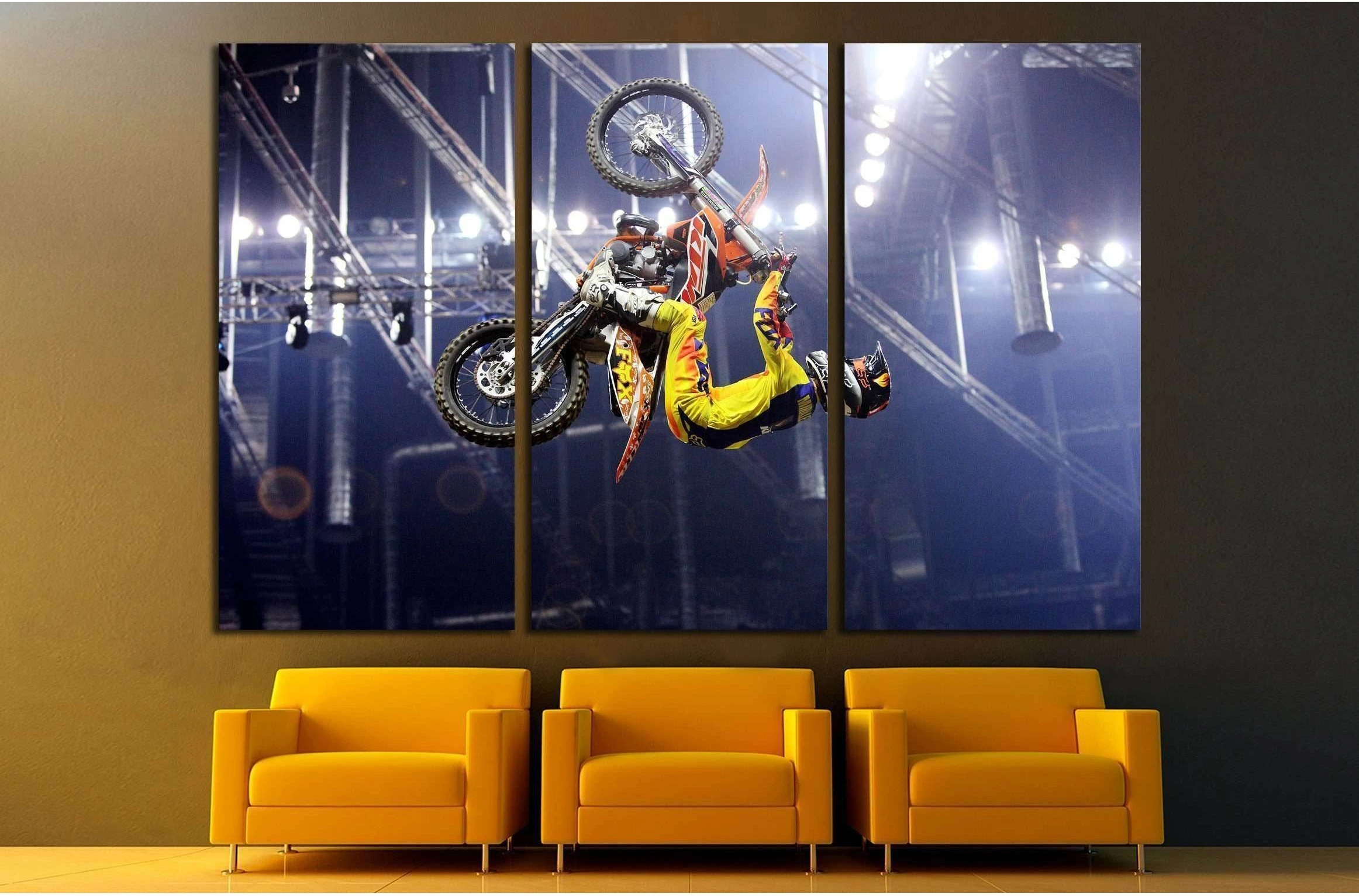 Show announcing world championship in FMX - Diverse Jump of the Night in Cracow №2481 Ready to Hang Canvas Print - Zellart Canvas Prints ALL_Products, s-2481