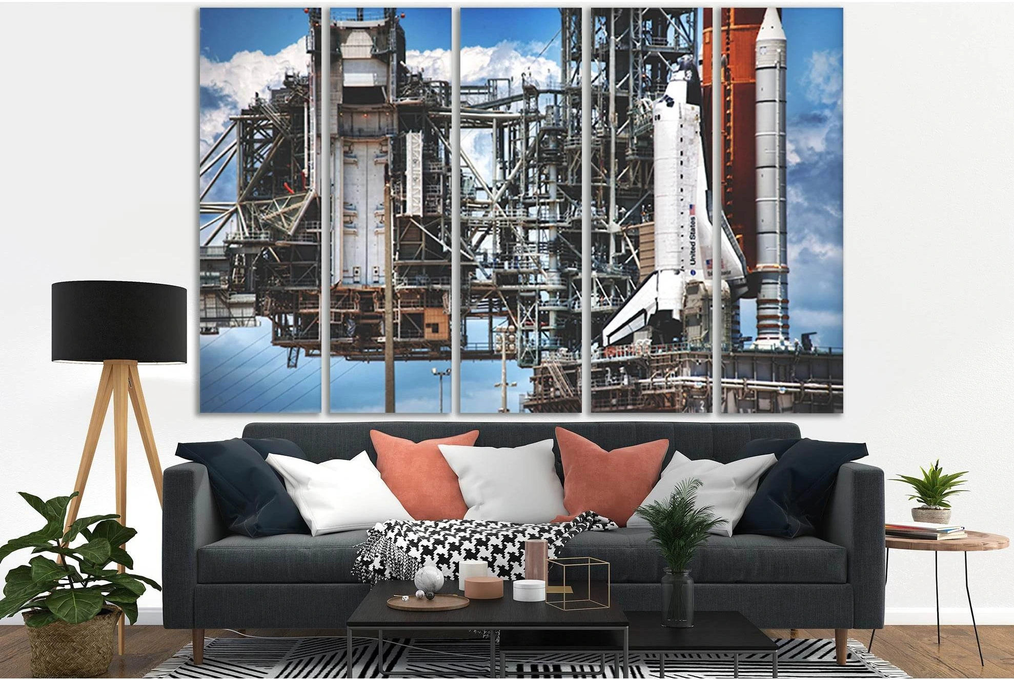 Shuttle Before Launch №SL973 Ready to Hang Canvas Print - Zellart Canvas Prints 0new, ALL_Products, Astronomy & Space Canvas Wall Art