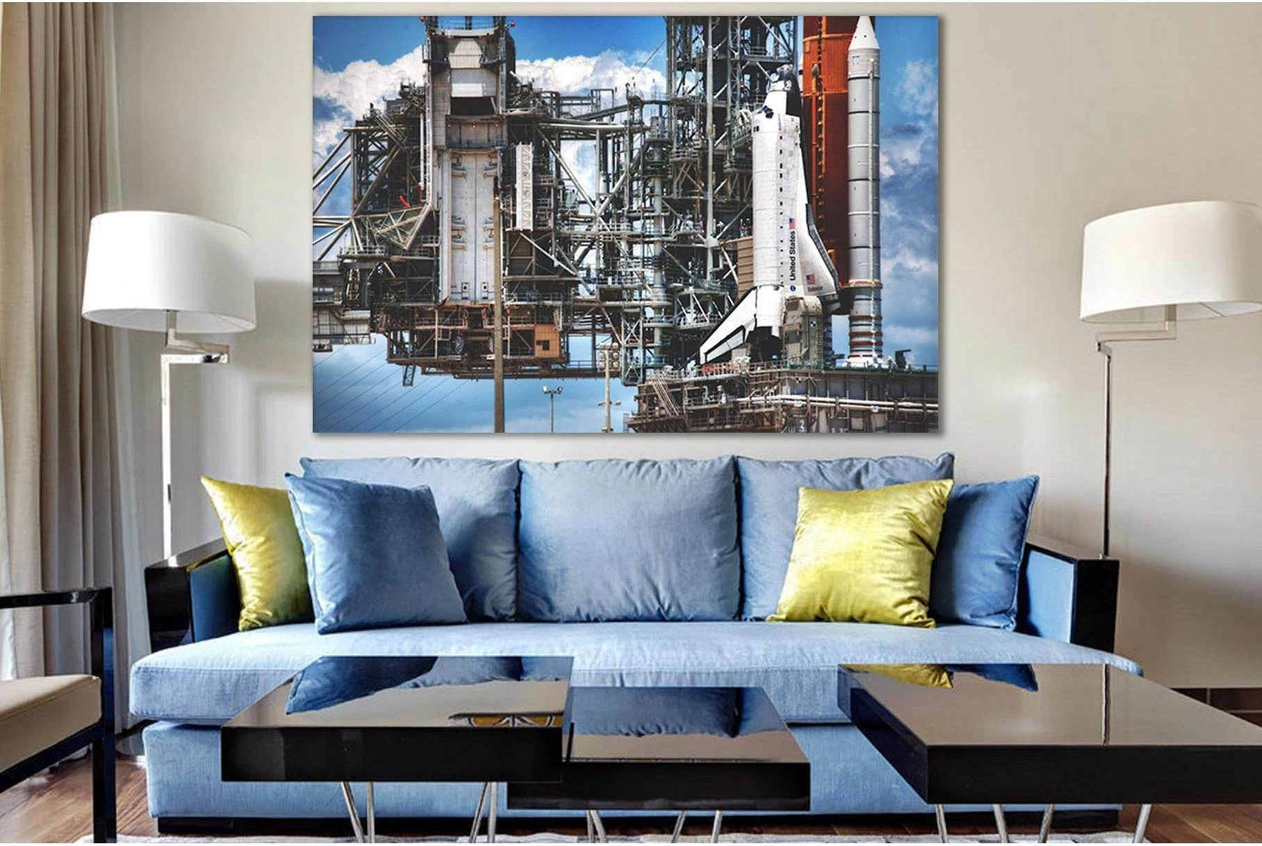 Shuttle Before Launch №SL973 Ready to Hang Canvas Print - Zellart Canvas Prints 0new, ALL_Products, Astronomy & Space Canvas Wall Art