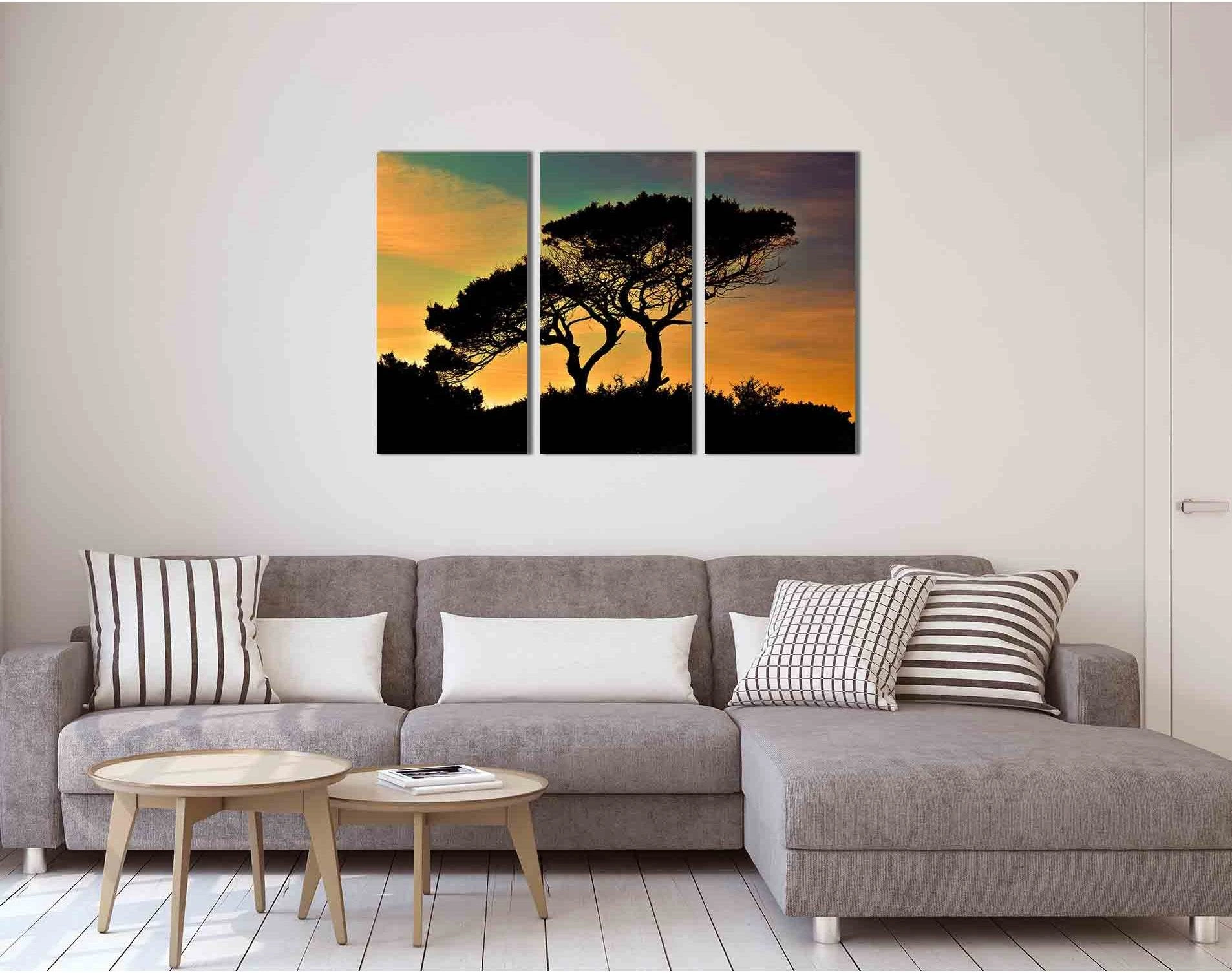 Silhouette of plants at sunset №D1817 Ready to Hang Canvas Print - Zellart Canvas Prints 0new, ALL_Products, Sunrise & sunset wall art