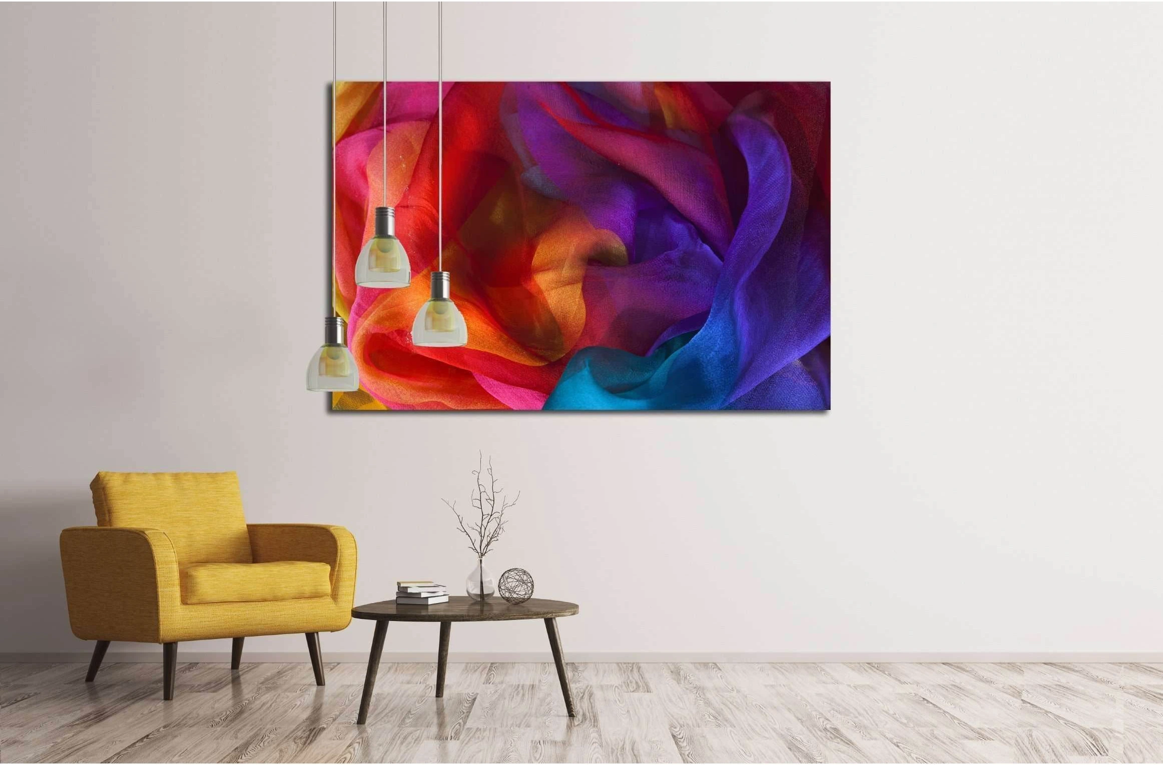 Silk rainbow scarf №2532 Ready to Hang Canvas Print - Zellart Canvas Prints ALL_Products, s-2532