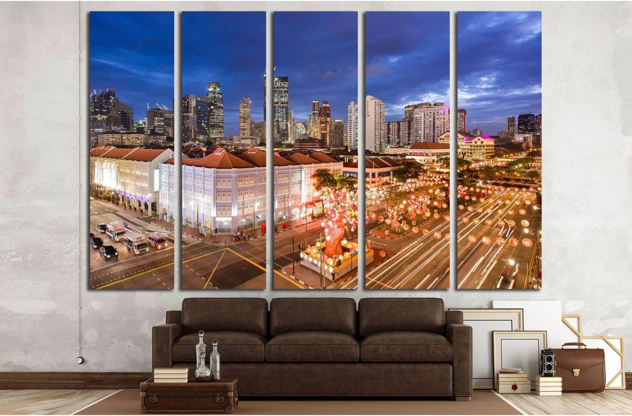 Singapore, Chinatown with Chinese New Year decoration №1646 Ready to Hang Canvas Print - Zellart Canvas Prints ALL_Products, s-1646