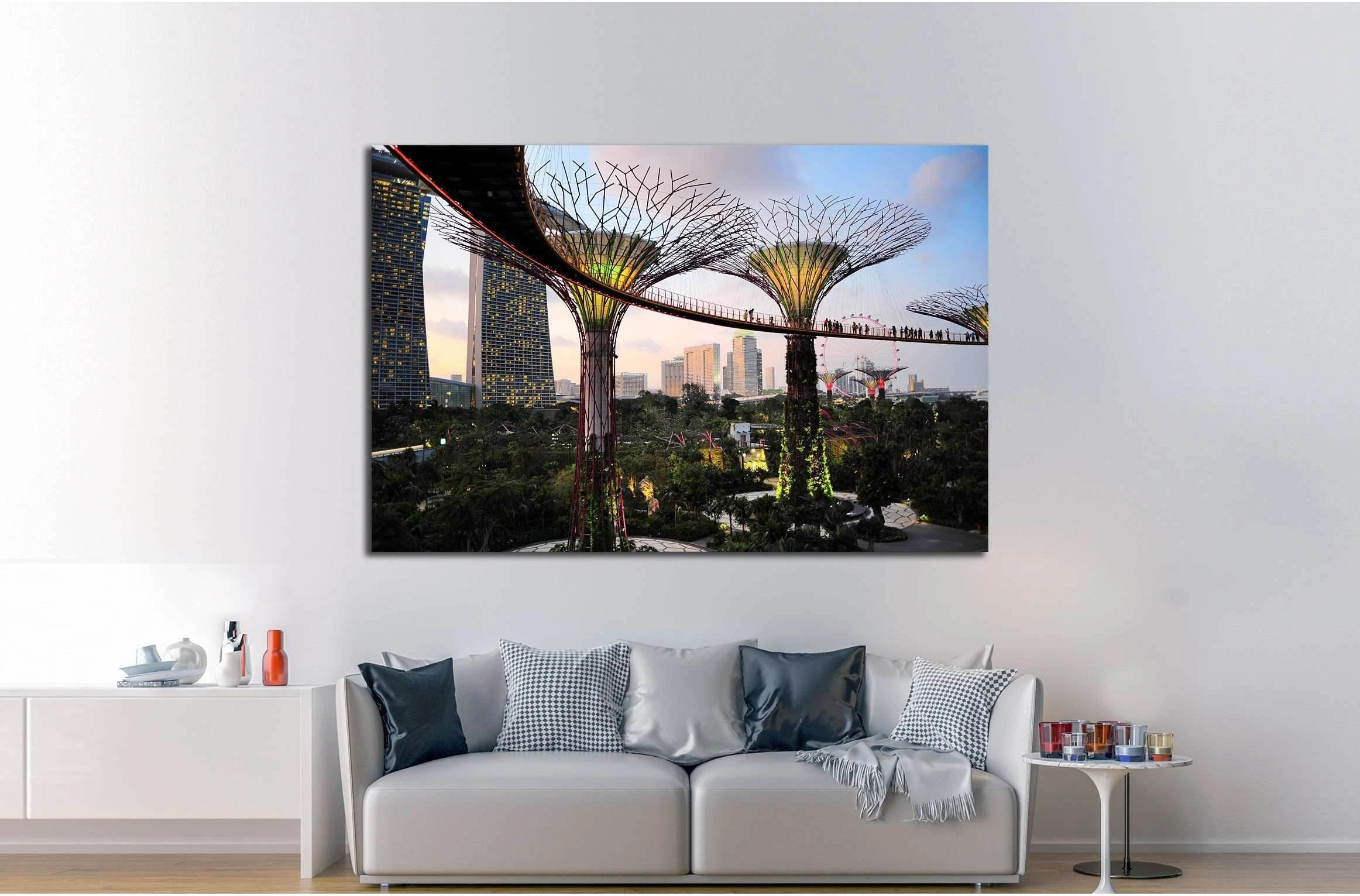 SINGAPORE, Gardens by the Bay at dusk №2251 Ready to Hang Canvas Print - Zellart Canvas Prints ALL_Products, s-2251