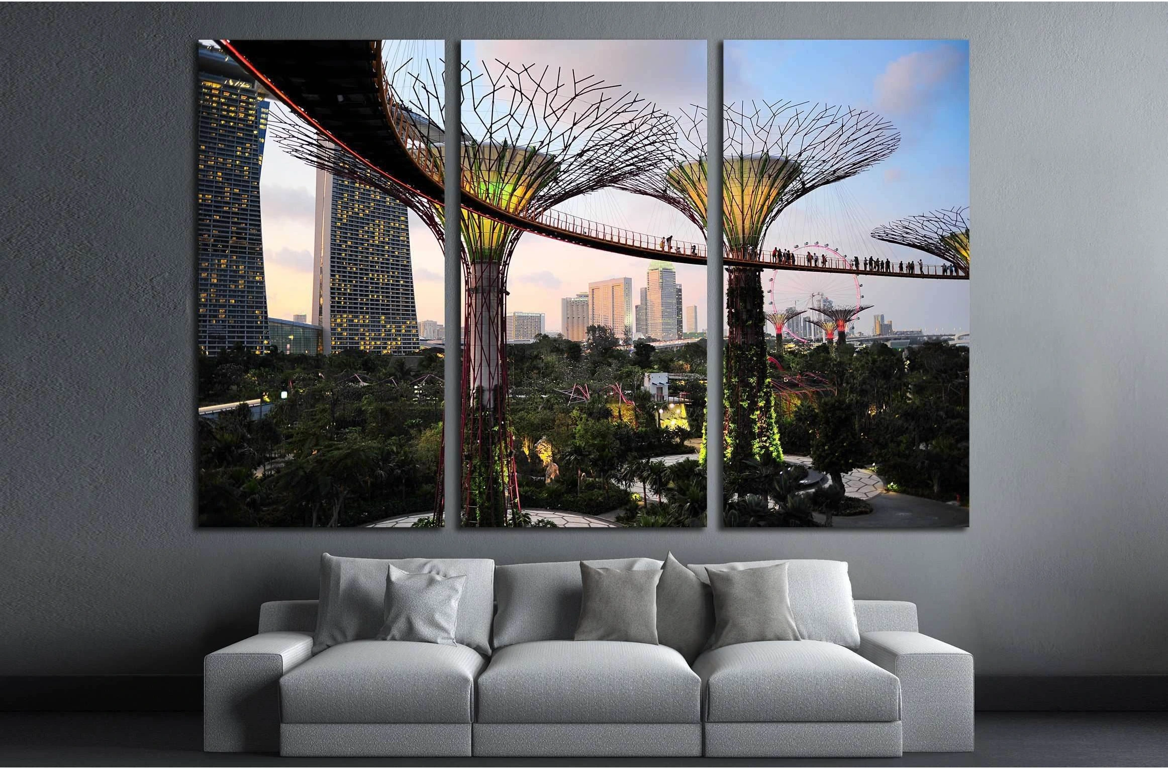 SINGAPORE, Gardens by the Bay at dusk №2251 Ready to Hang Canvas Print - Zellart Canvas Prints ALL_Products, s-2251
