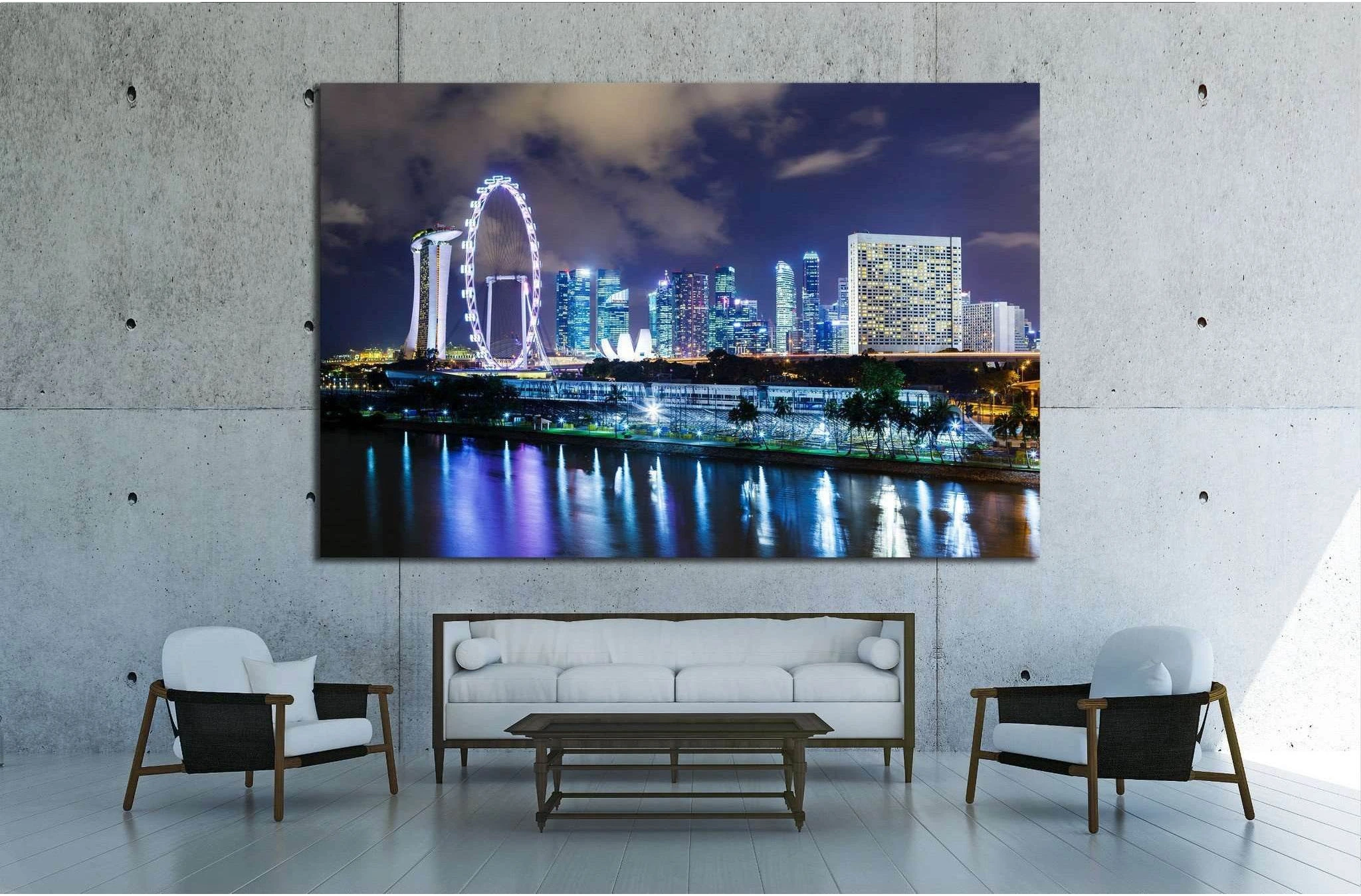 Singapore night №1515 Ready to Hang Canvas Print - Zellart Canvas Prints ALL_Products, s-1515