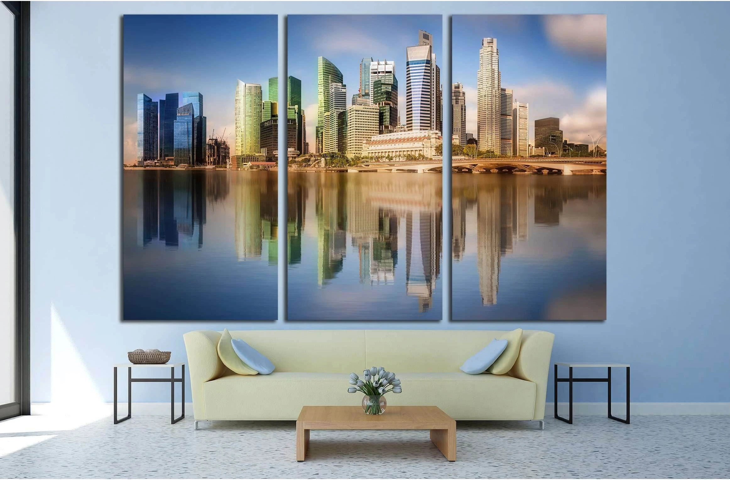 Singapore Skyline and view of skyscrapers on Marina Bay №2719 Ready to Hang Canvas Print - Zellart Canvas Prints ALL_Products, s-2719