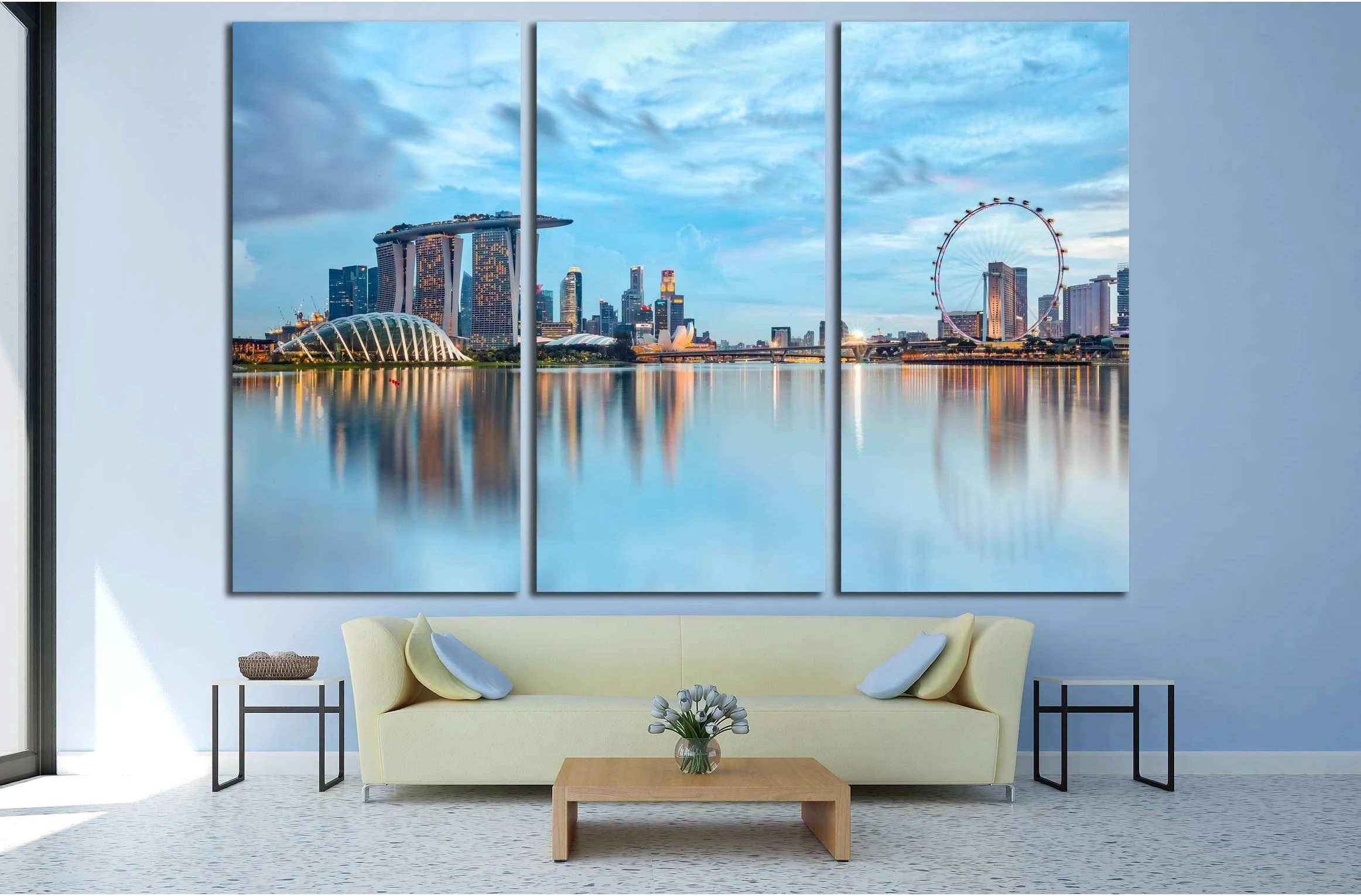 Singapore skyline at night in Singapore city №3009 Ready to Hang Canvas Print - Zellart Canvas Prints ALL_Products, s-3009