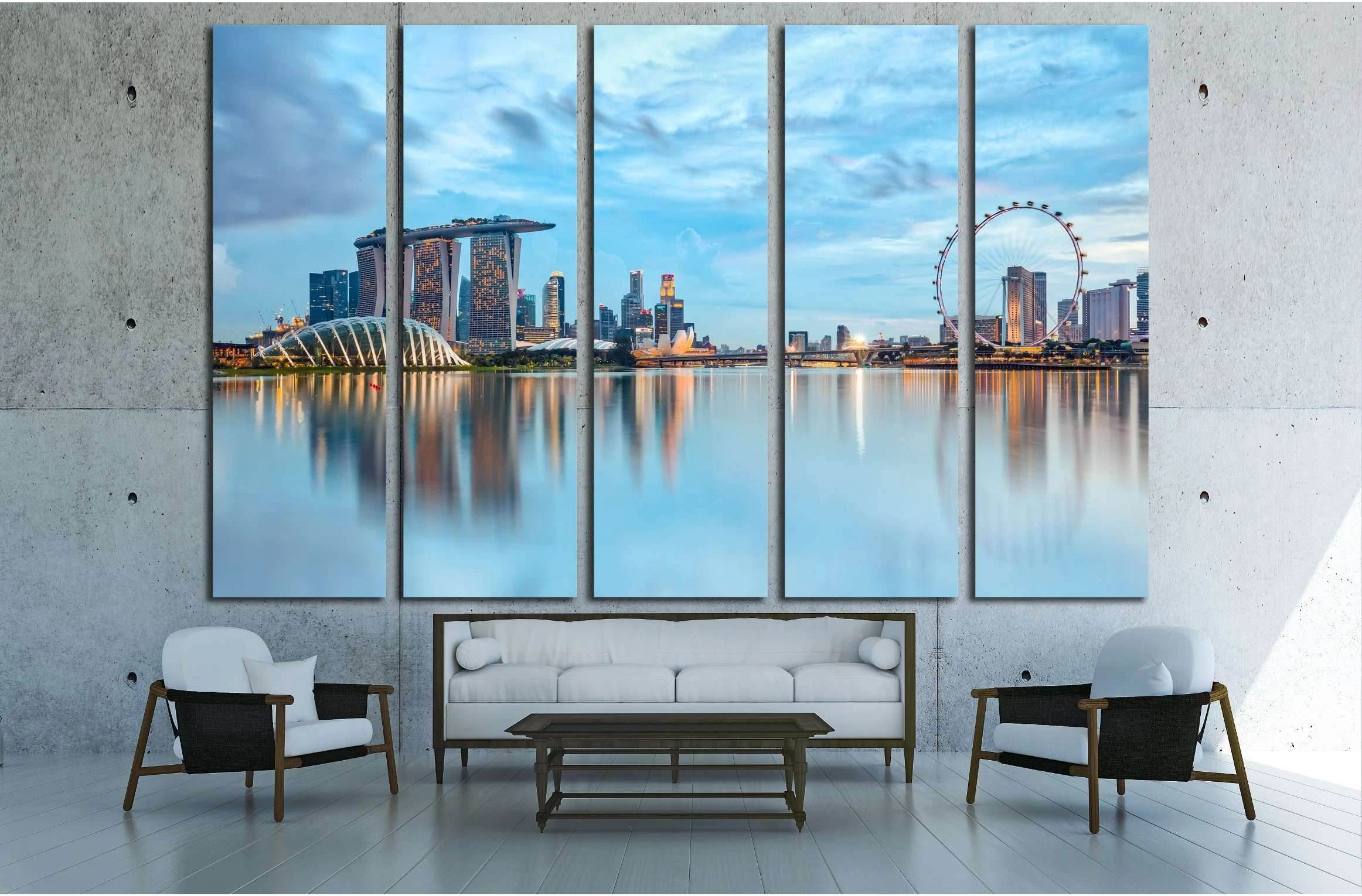 Singapore skyline at night in Singapore city №3009 Ready to Hang Canvas Print - Zellart Canvas Prints ALL_Products, s-3009