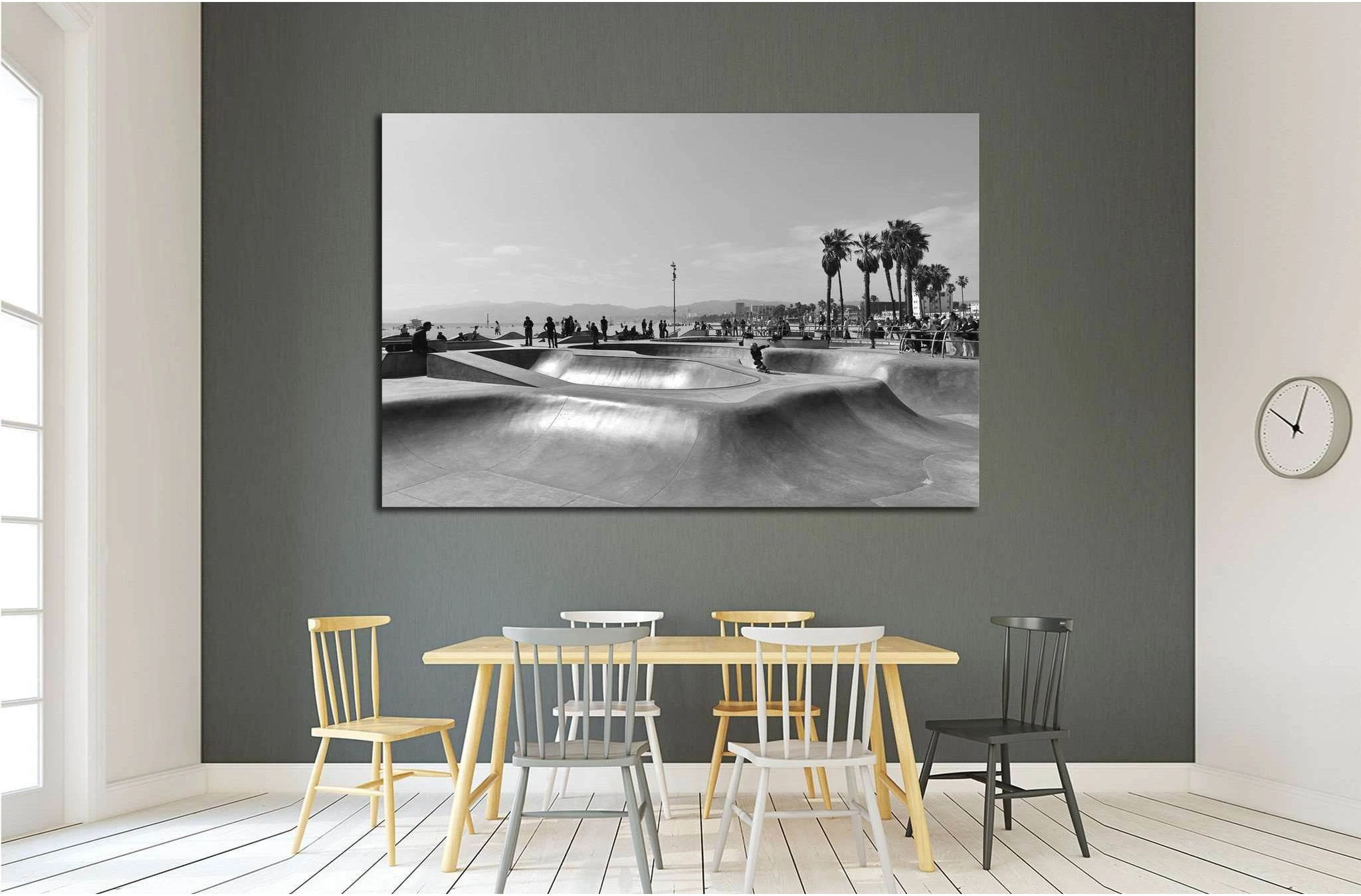 Skate park in Venice Beach Black and White №1568 Ready to Hang Canvas Print - Zellart Canvas Prints ALL_Products, s-1568