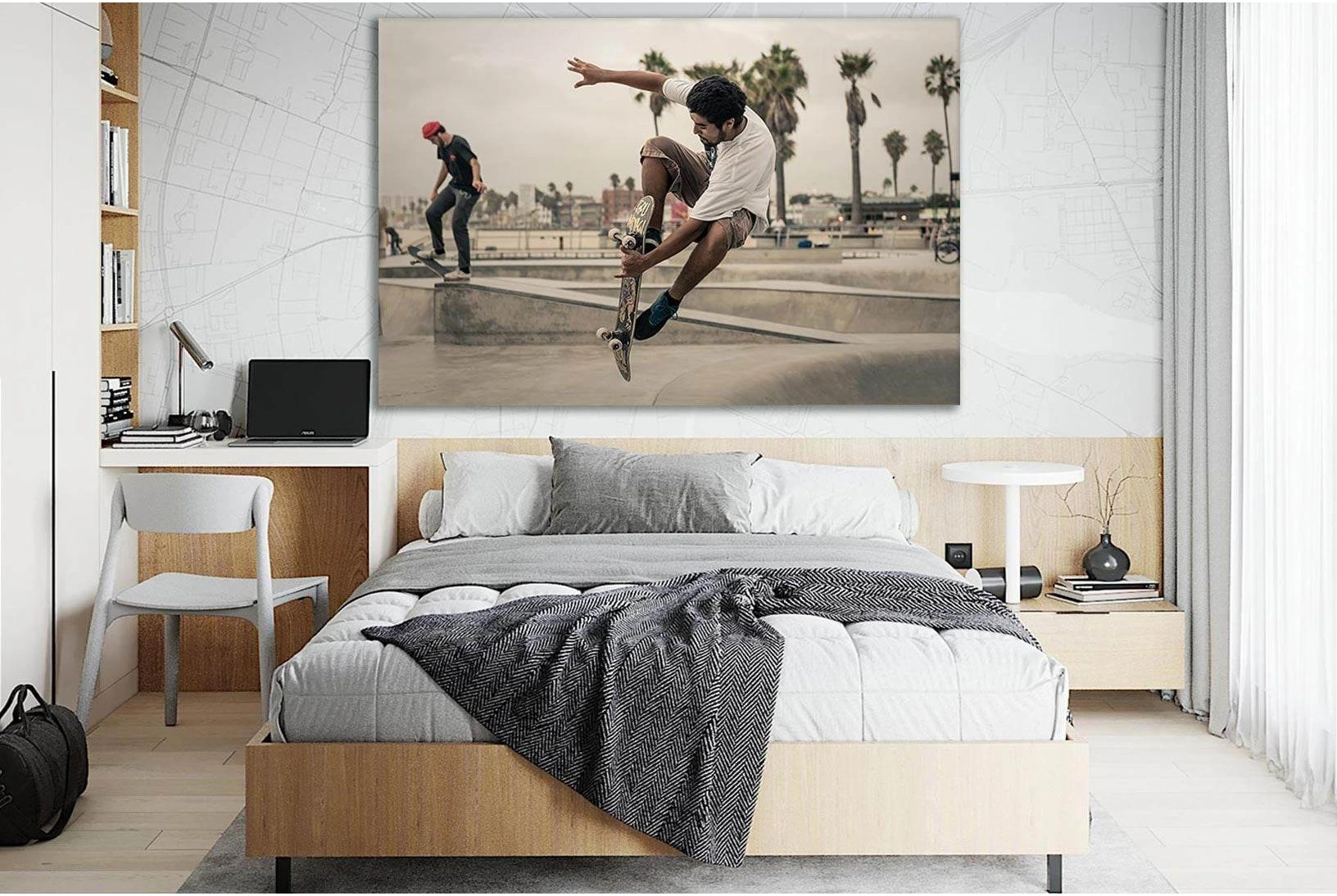 Skateboard Jump Men №SL901 Ready to Hang Canvas Print - Zellart Canvas Prints 0new, ALL_Products, Sports & Motivation