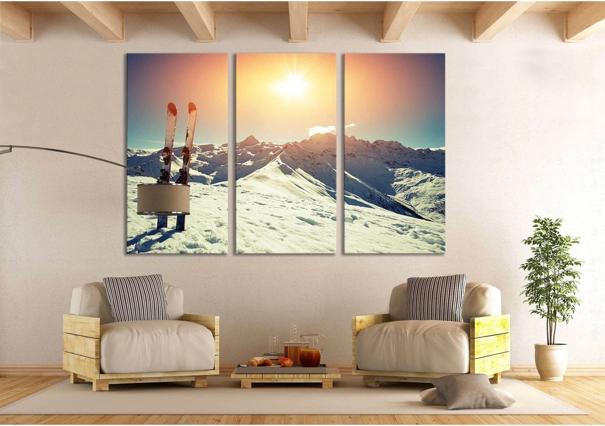 Ski and Mountain №666 Ready to Hang Canvas Print - Zellart Canvas Prints ALL_Products, autopostr_pinterest_65155, autopostr_pinterest_65157, autopostr_pinterest_65158, autopostr_pinterest_65160