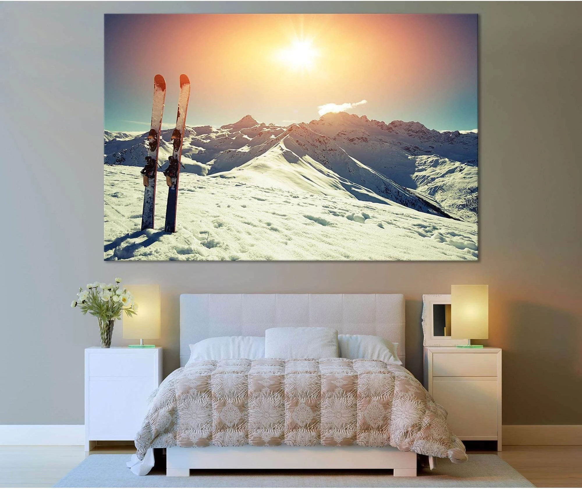 Ski and Mountain №666 Ready to Hang Canvas Print - Zellart Canvas Prints ALL_Products, autopostr_pinterest_65155, autopostr_pinterest_65157, autopostr_pinterest_65158, autopostr_pinterest_65160
