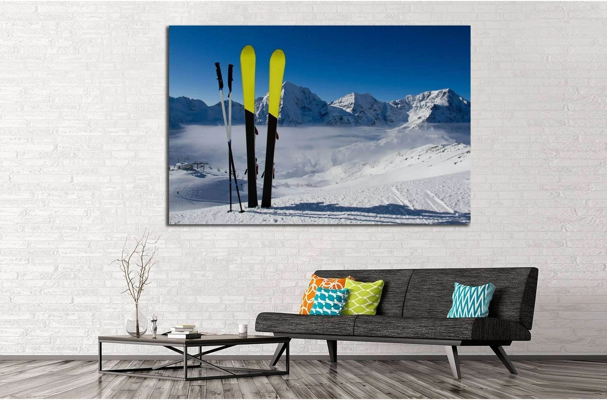 Ski in Snow №182 Ready to Hang Canvas Print - Zellart Canvas Prints ALL_Products, wd-182
