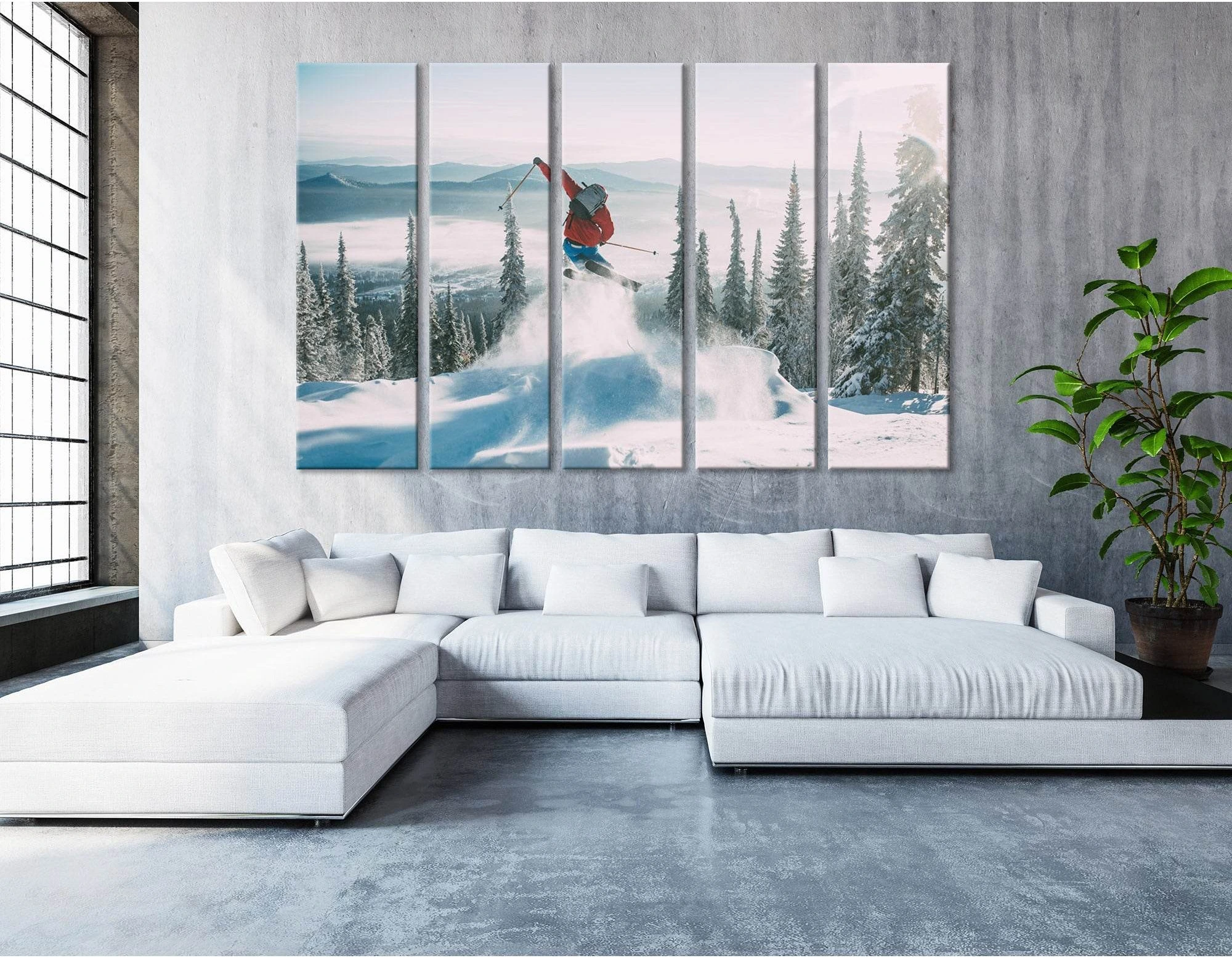 Skier Jump №04450 Ready to Hang Canvas Print - Zellart Canvas Prints ALL_Products