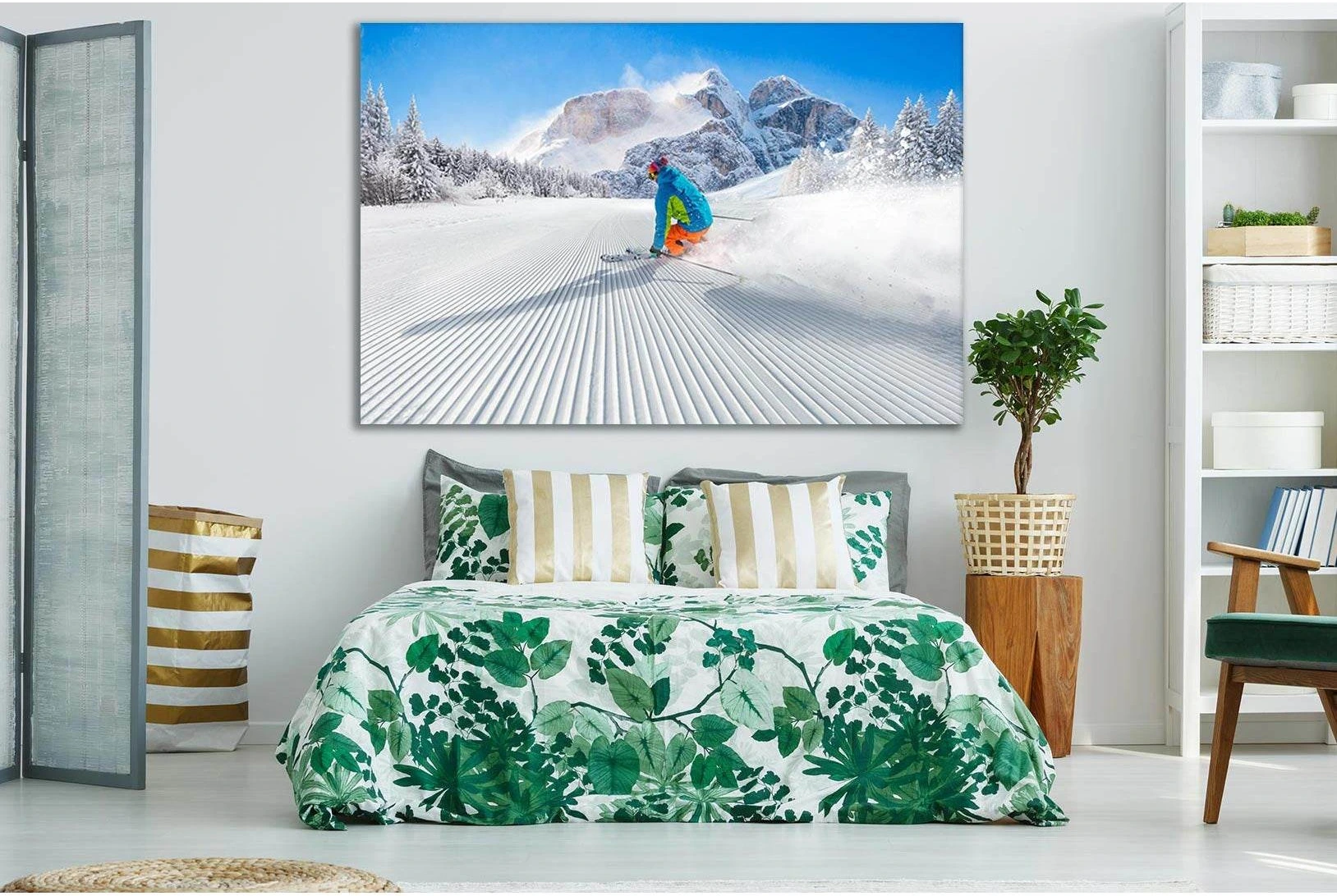 Skiing In The Mountains №SL920 Ready to Hang Canvas Print - Zellart Canvas Prints 0new, ALL_Products, Sports & Motivation