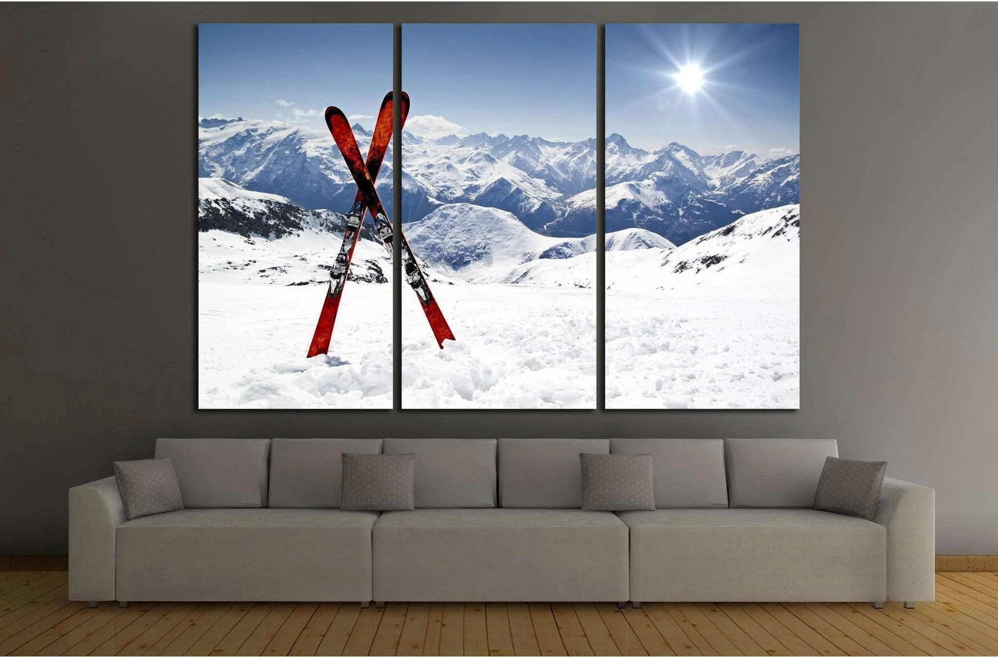 Skis in Snow №183 Ready to Hang Canvas Print - Zellart Canvas Prints ALL_Products, wd-183