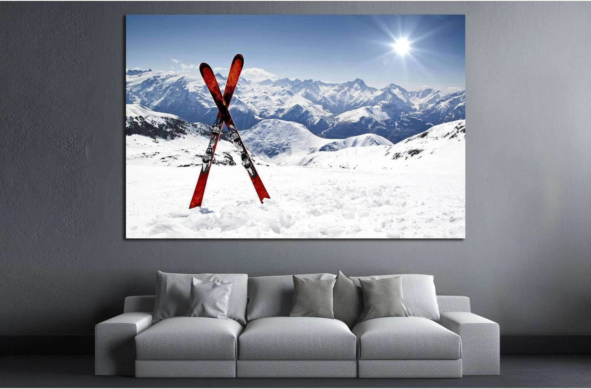 Skis in Snow №183 Ready to Hang Canvas Print - Zellart Canvas Prints ALL_Products, wd-183