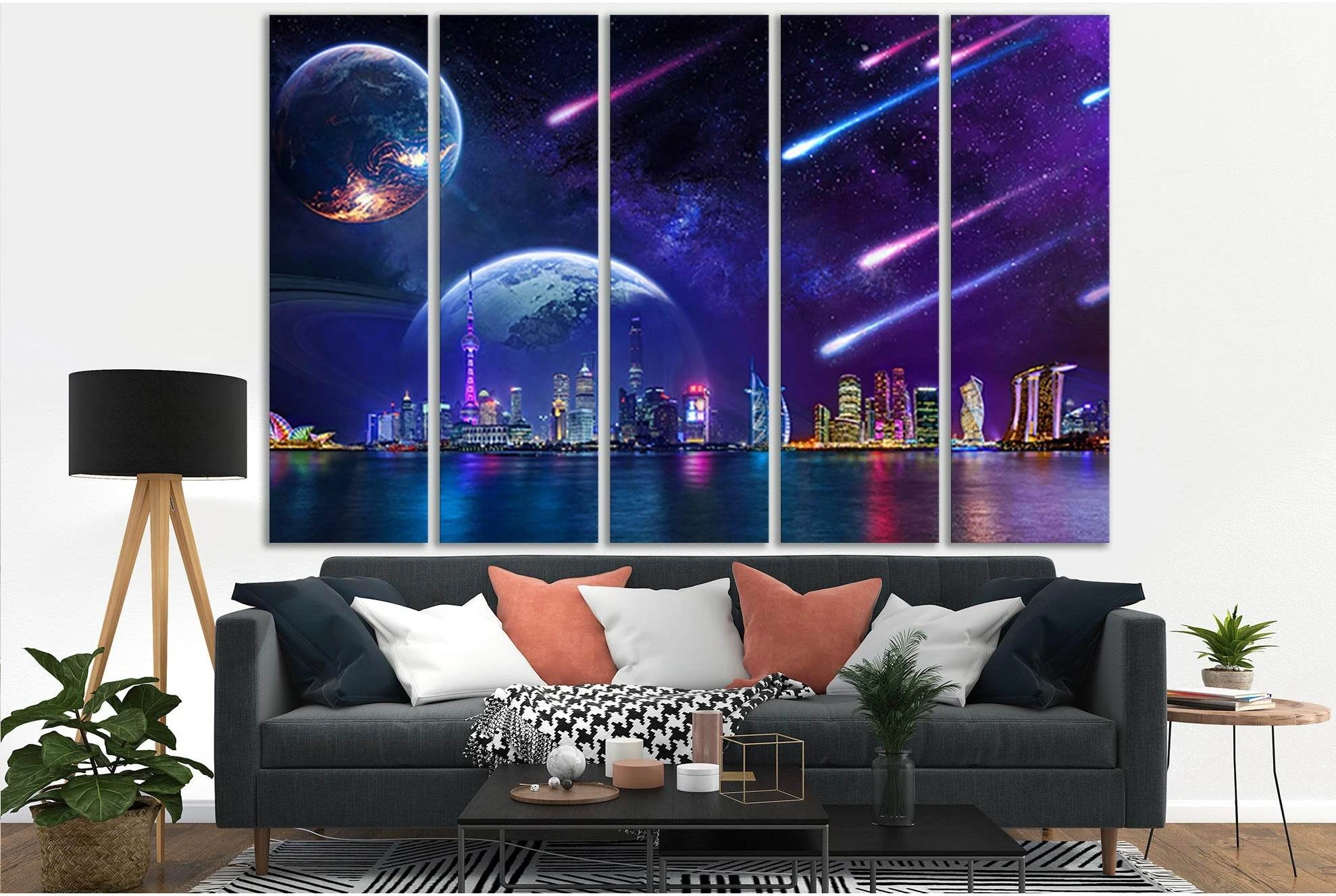 Skyline Cityscapes Fantasy Art №SL1454 Ready to Hang Canvas Print - Zellart Canvas Prints 0new, ALL_Products, CITYSCAPES & SKYLINES