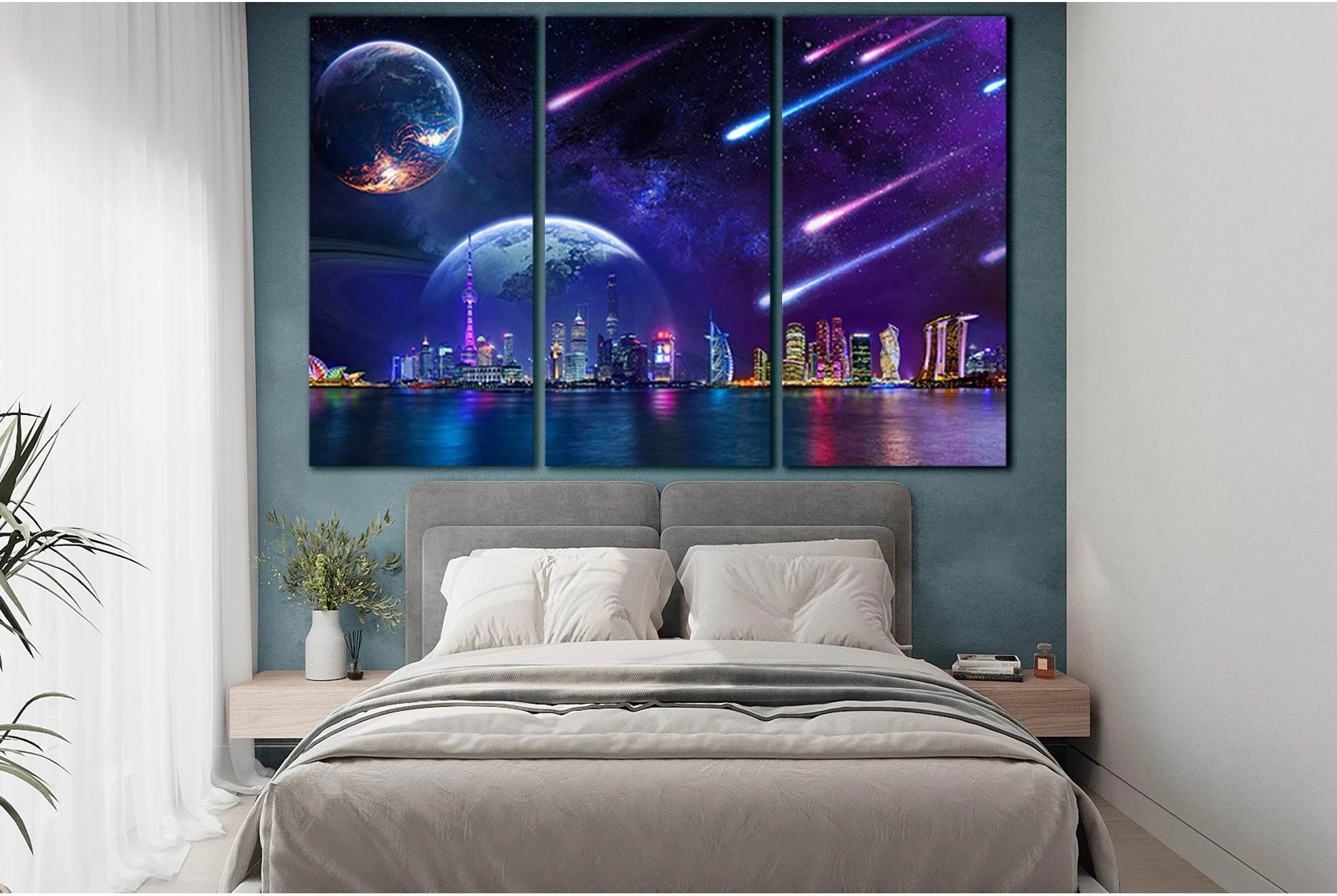 Skyline Cityscapes Fantasy Art №SL1454 Ready to Hang Canvas Print - Zellart Canvas Prints 0new, ALL_Products, CITYSCAPES & SKYLINES