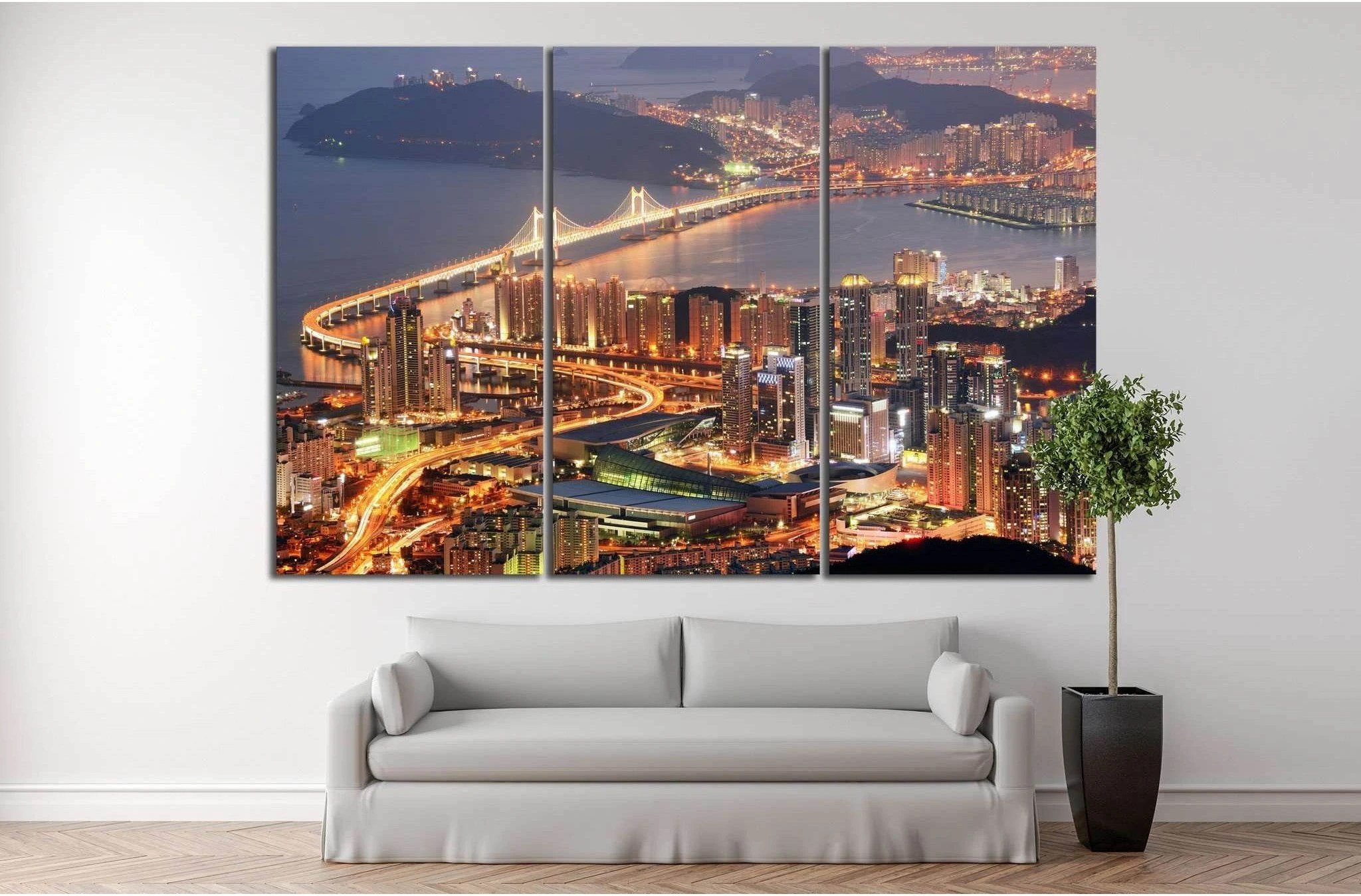 Skyline of Busan №584 Ready to Hang Canvas Print - Zellart Canvas Prints ALL_Products, s-584