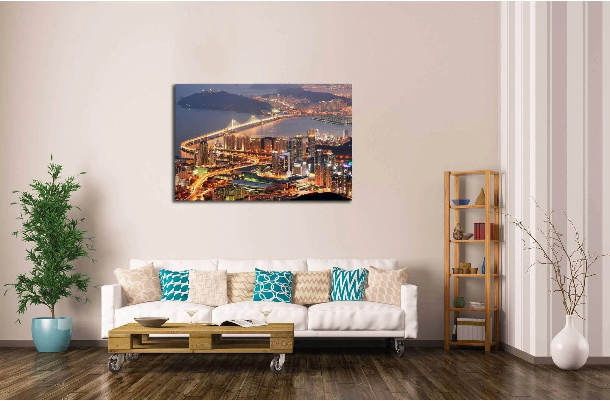 Skyline of Busan №584 Ready to Hang Canvas Print - Zellart Canvas Prints ALL_Products, s-584