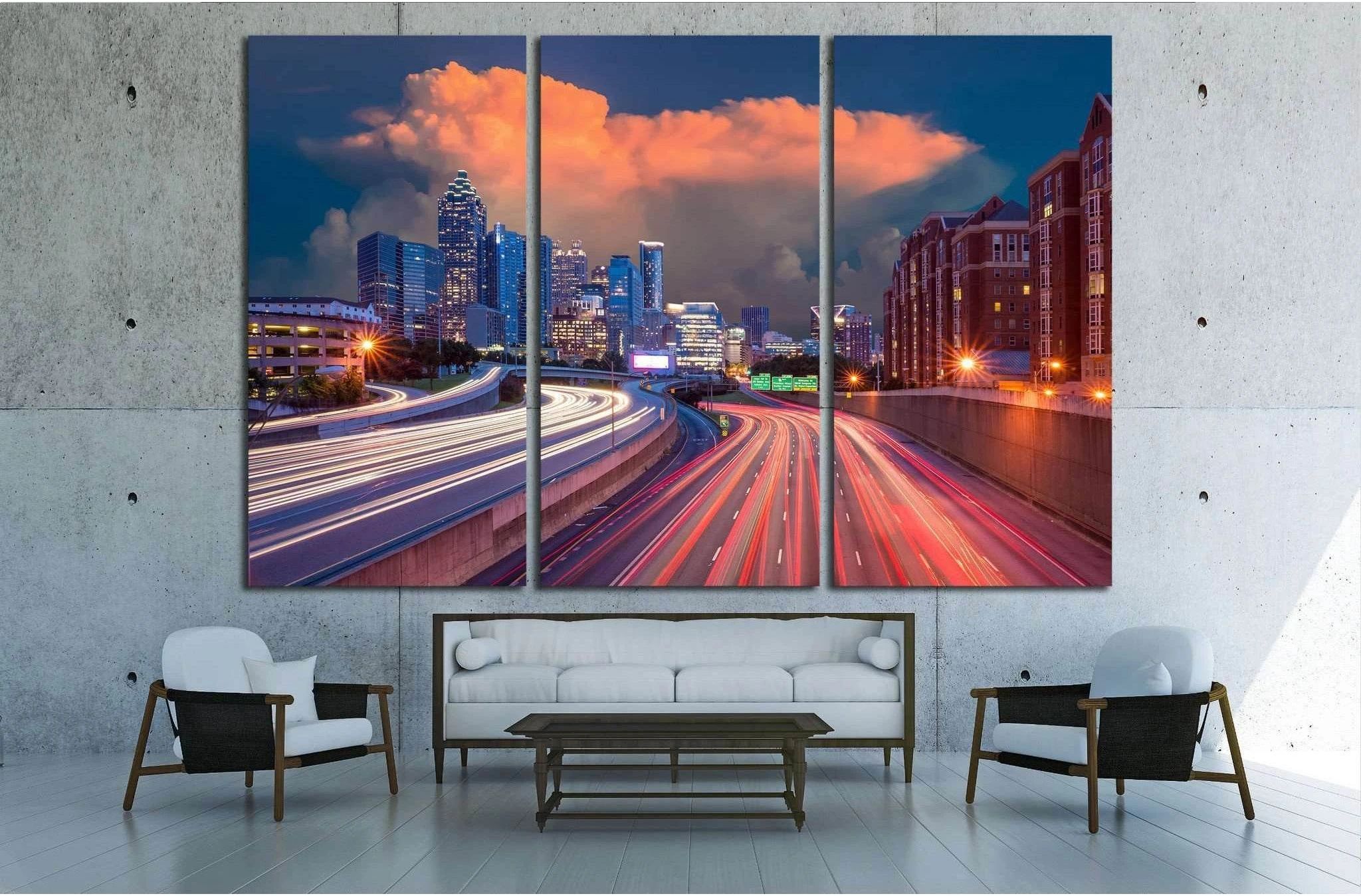 Skyline of Downtown Atlanta, Georgia USA №1530 Ready to Hang Canvas Print - Zellart Canvas Prints ALL_Products, s-1530