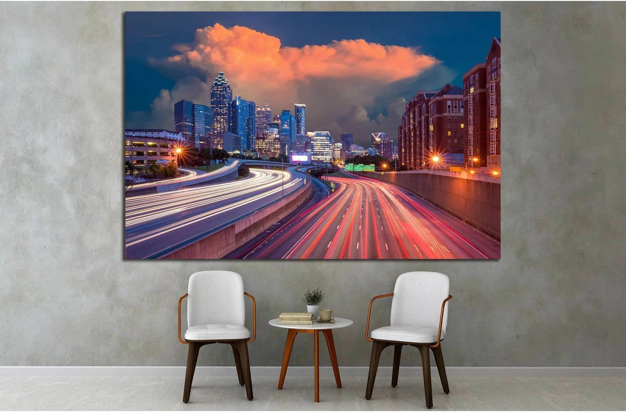Skyline of Downtown Atlanta, Georgia USA №1530 Ready to Hang Canvas Print - Zellart Canvas Prints ALL_Products, s-1530