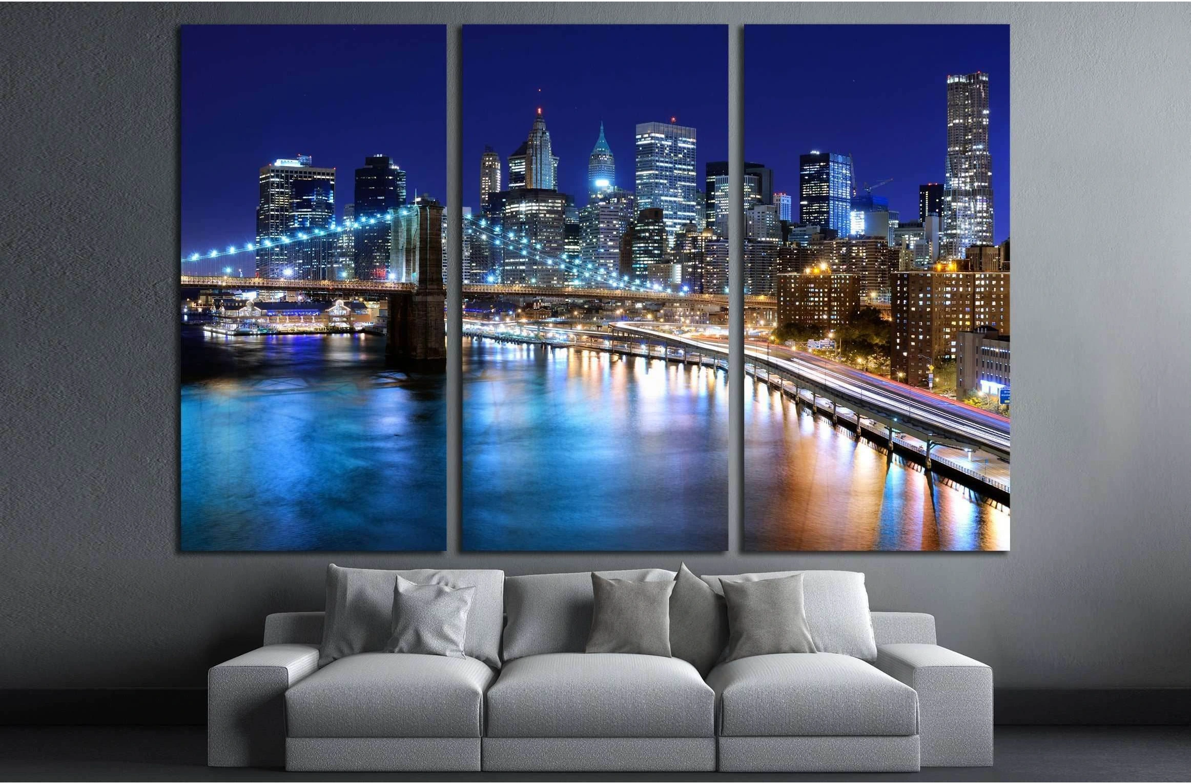 Skyline of downtown New York, New York, USA №2605 Ready to Hang Canvas Print - Zellart Canvas Prints 0_NY_ART, ALL_Products, s-2605