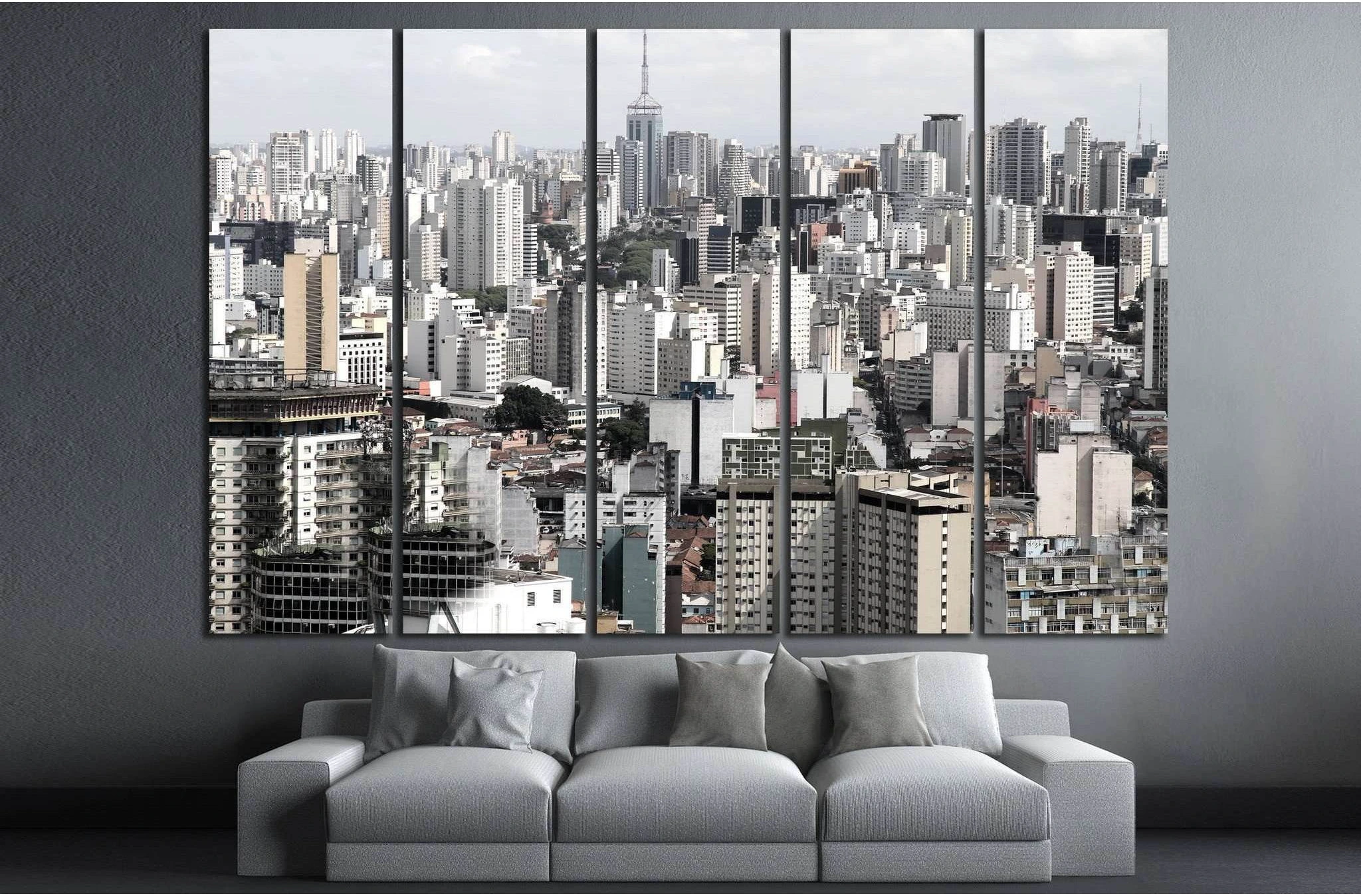 Skyline of Sao Paulo, Brazil №1511 Ready to Hang Canvas Print - Zellart Canvas Prints ALL_Products, s-1511