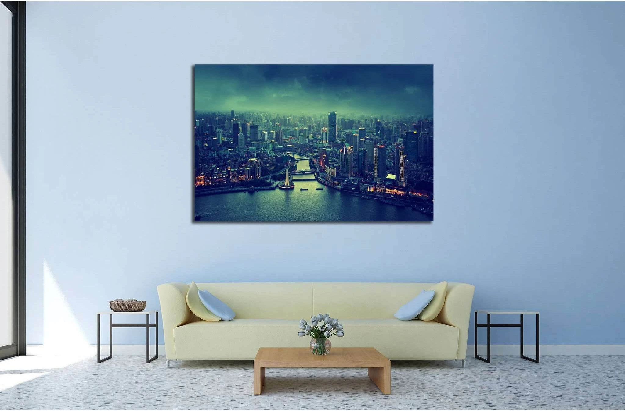 skyline of Shanghai №586 Ready to Hang Canvas Print - Zellart Canvas Prints ALL_Products, s-586