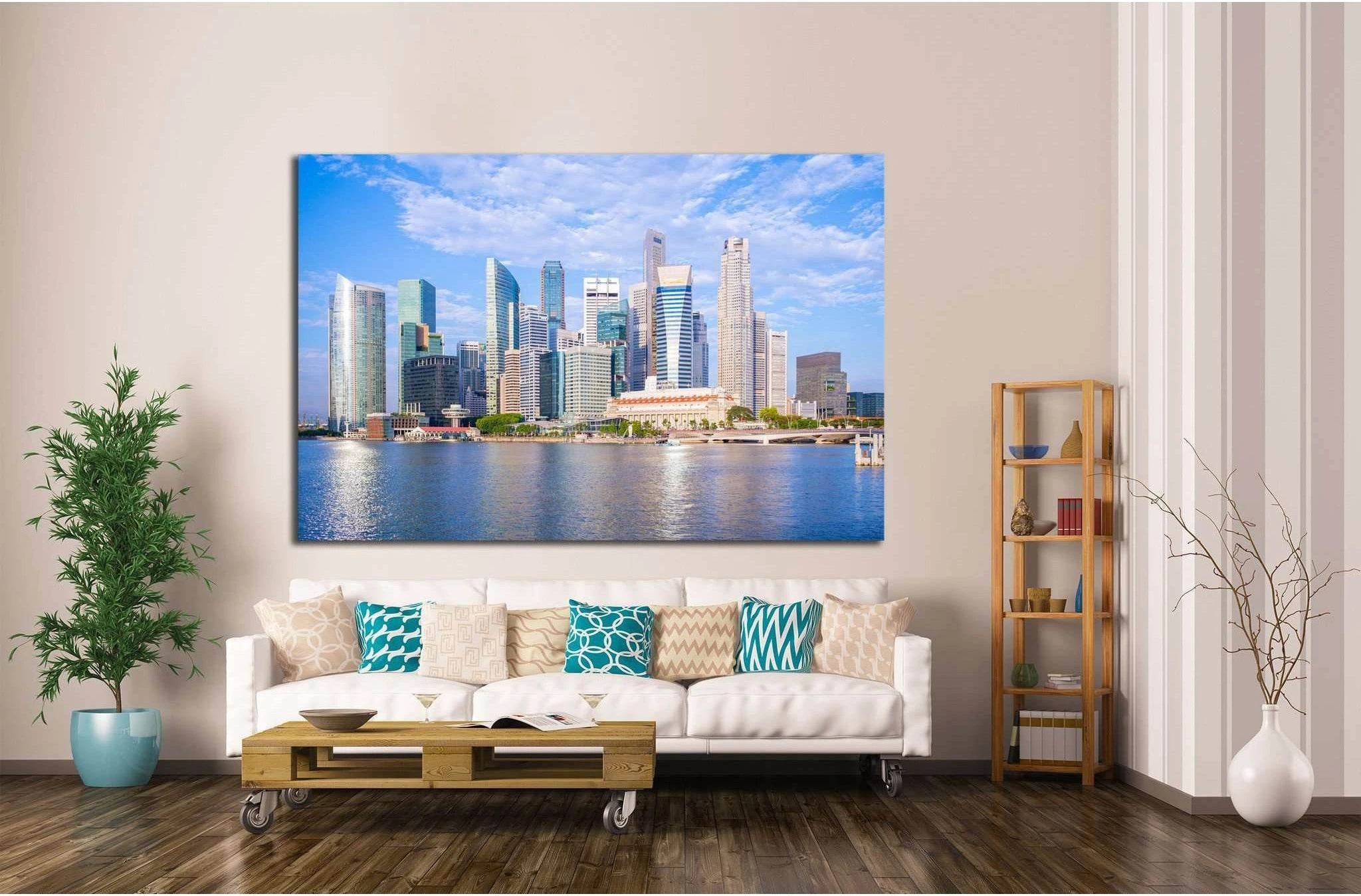 skyline of singapore by the marina bay №1768 Ready to Hang Canvas Print - Zellart Canvas Prints ALL_Products, s-1768