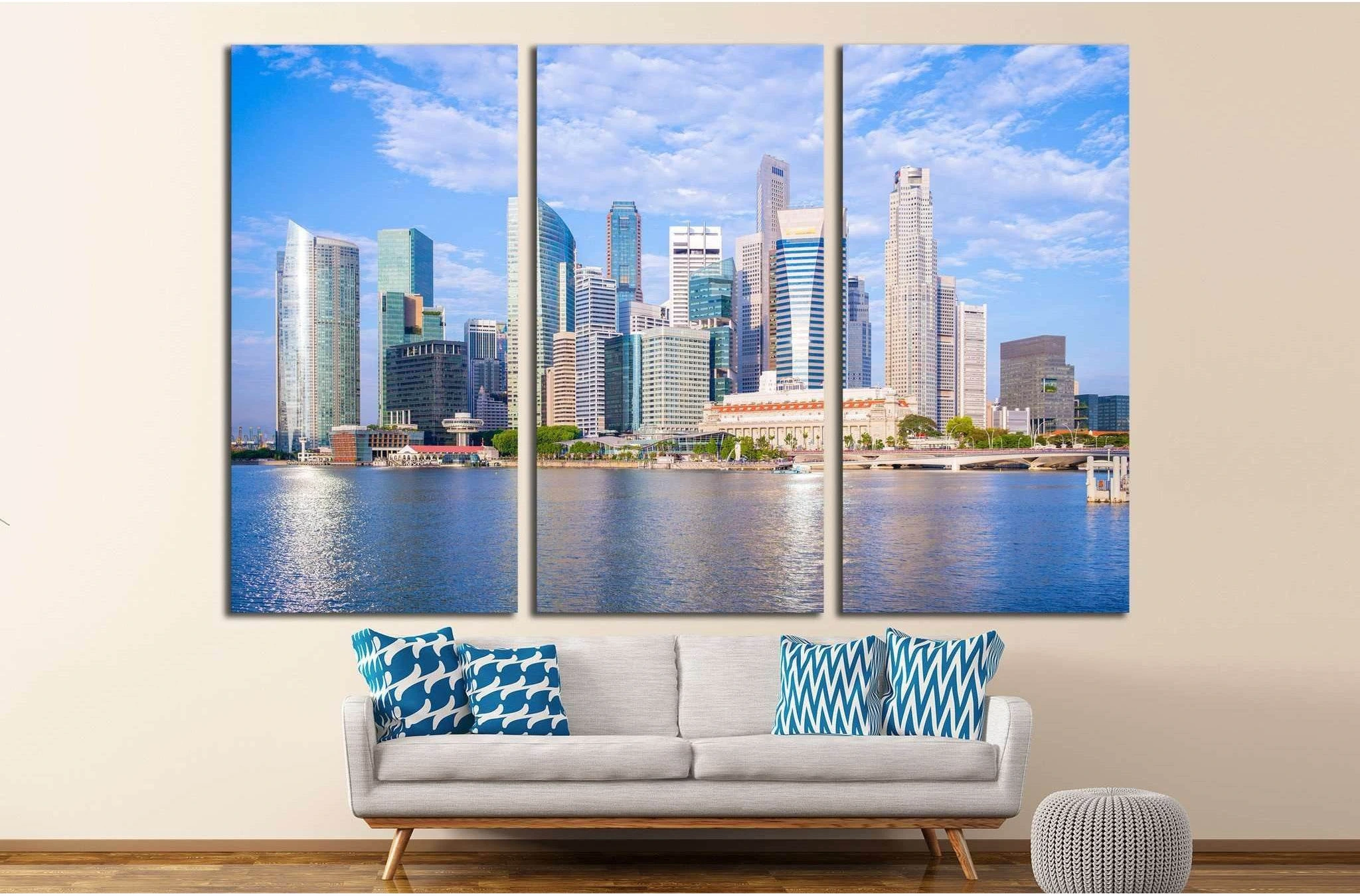 skyline of singapore by the marina bay №1768 Ready to Hang Canvas Print - Zellart Canvas Prints ALL_Products, s-1768