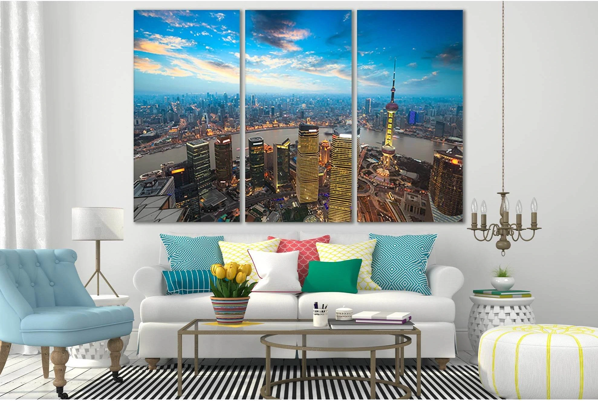 Skyline Shanghai China №SL304 Ready to Hang Canvas Print - Zellart Canvas Prints 0new, ALL_Products, Cityscapes & Skylines