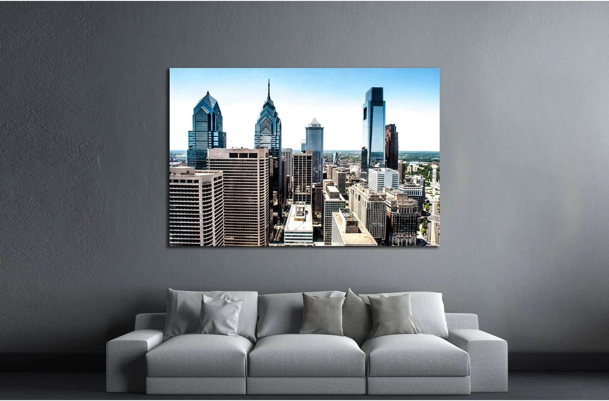 Skyline view of Philadelphia, PA Aerial Photograph №2032 Ready to Hang Canvas Print - Zellart Canvas Prints ALL_Products, s-2032