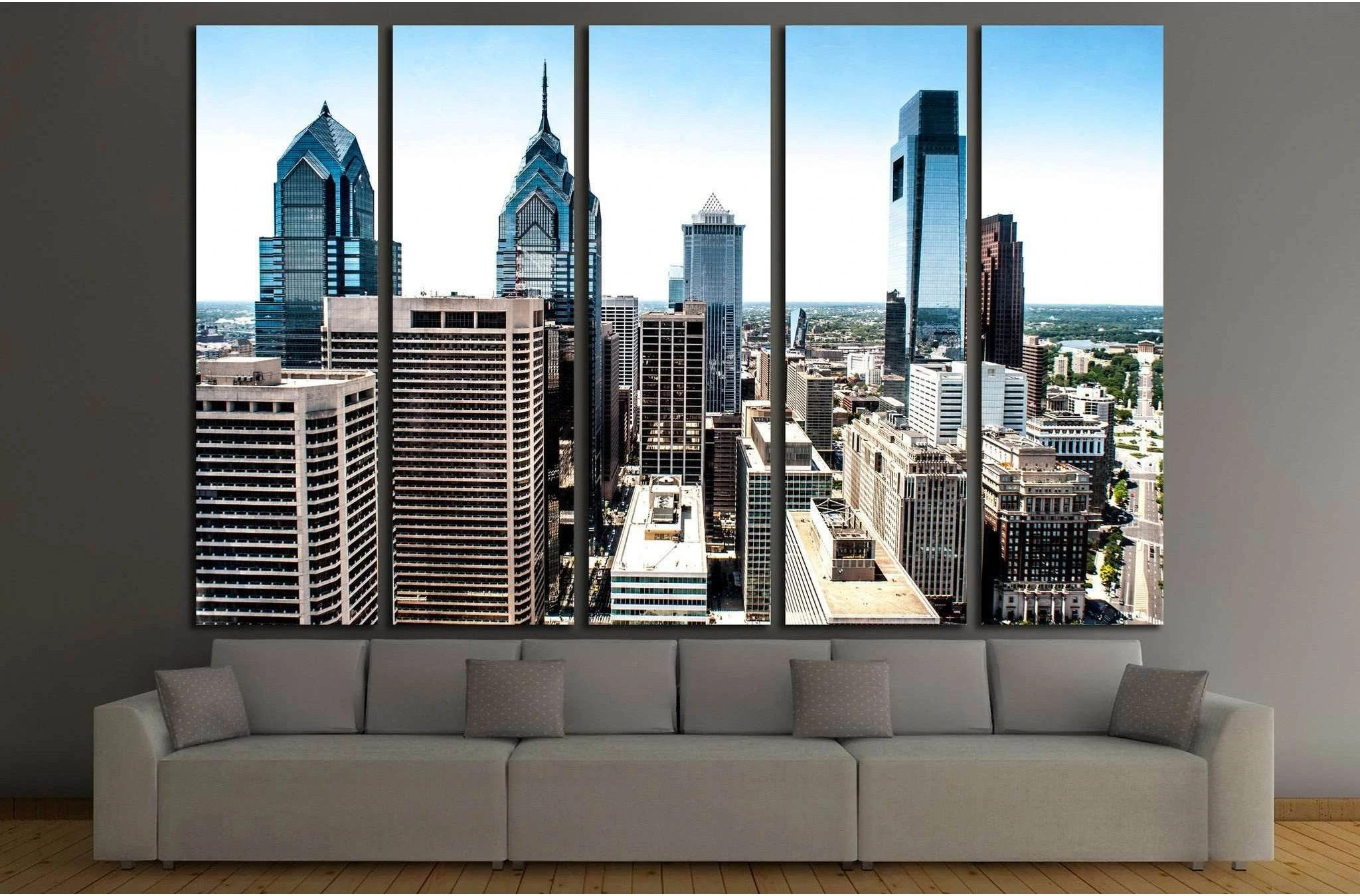 Skyline view of Philadelphia, PA Aerial Photograph №2032 Ready to Hang Canvas Print - Zellart Canvas Prints ALL_Products, s-2032