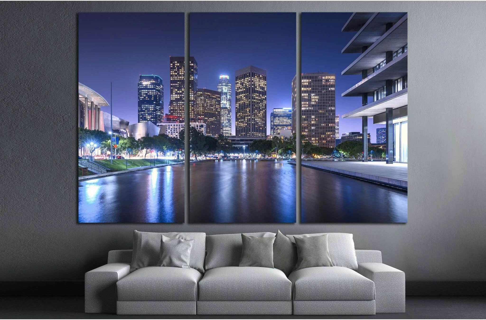 Skyscrapers Los Angeles California at night №1268 Ready to Hang Canvas Print - Zellart Canvas Prints ALL_Products, s-1268