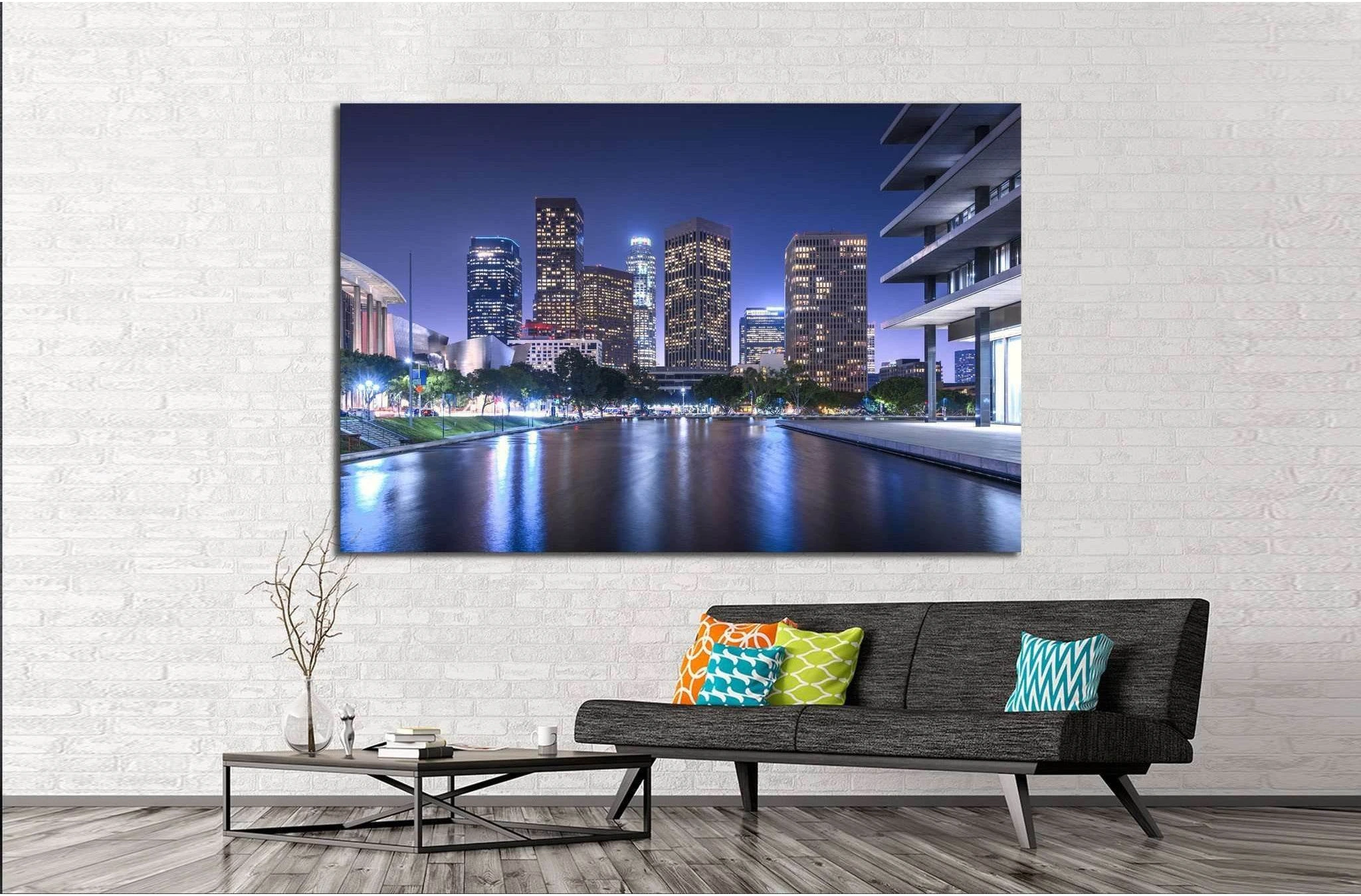 Skyscrapers Los Angeles California at night №1268 Ready to Hang Canvas Print - Zellart Canvas Prints ALL_Products, s-1268