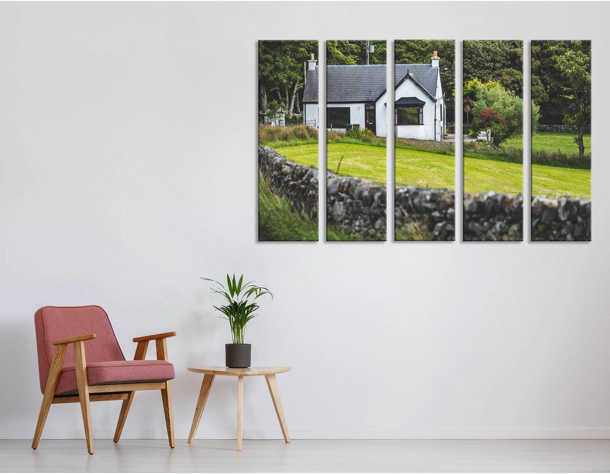 Small White Countryside Cottage, Islay Island №04204 Ready to Hang Canvas Print - Zellart Canvas Prints ALL_Products
