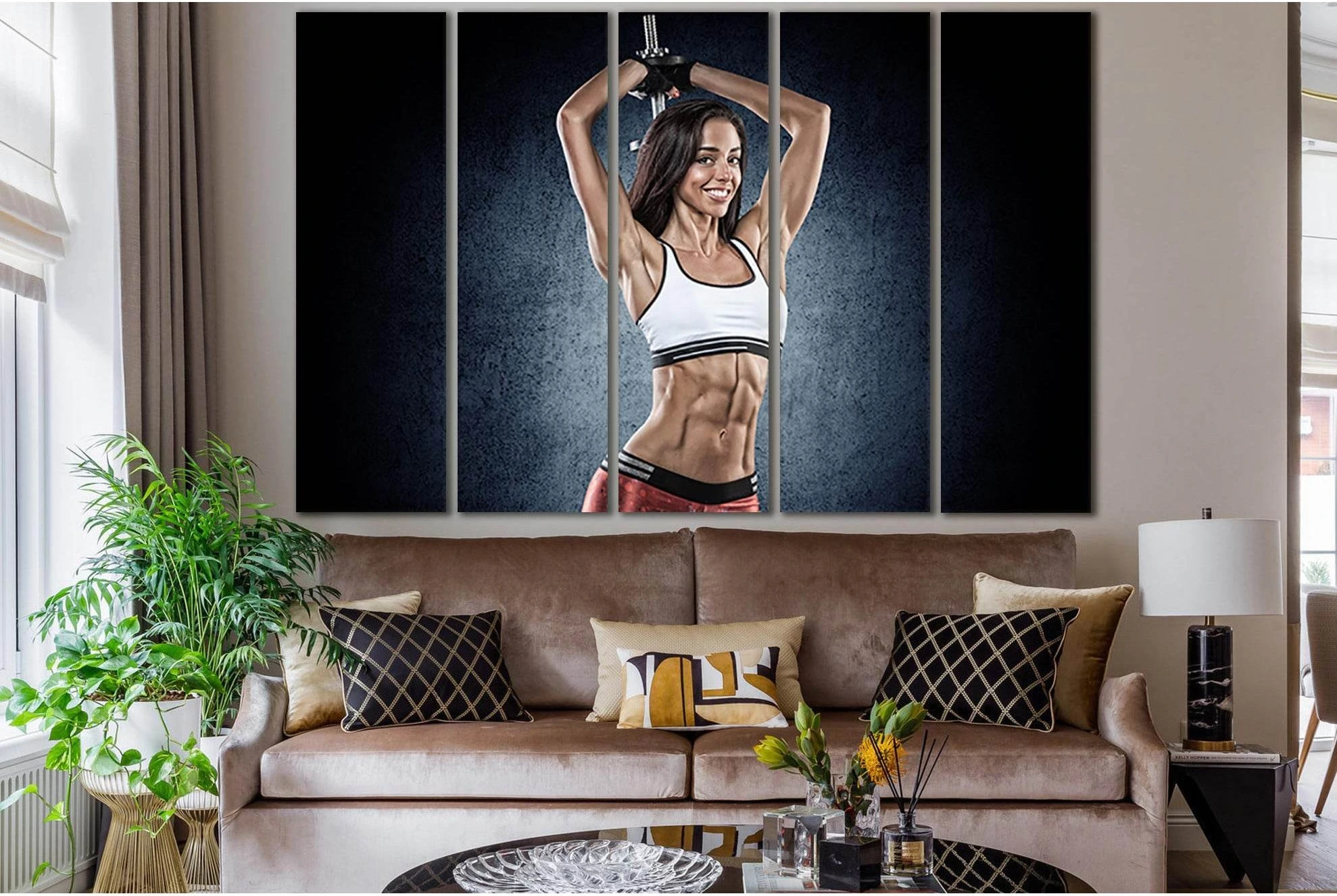 Smiling Fitness Girl №SL904 Ready to Hang Canvas Print - Zellart Canvas Prints 0new, ALL_Products, Sports & Motivation